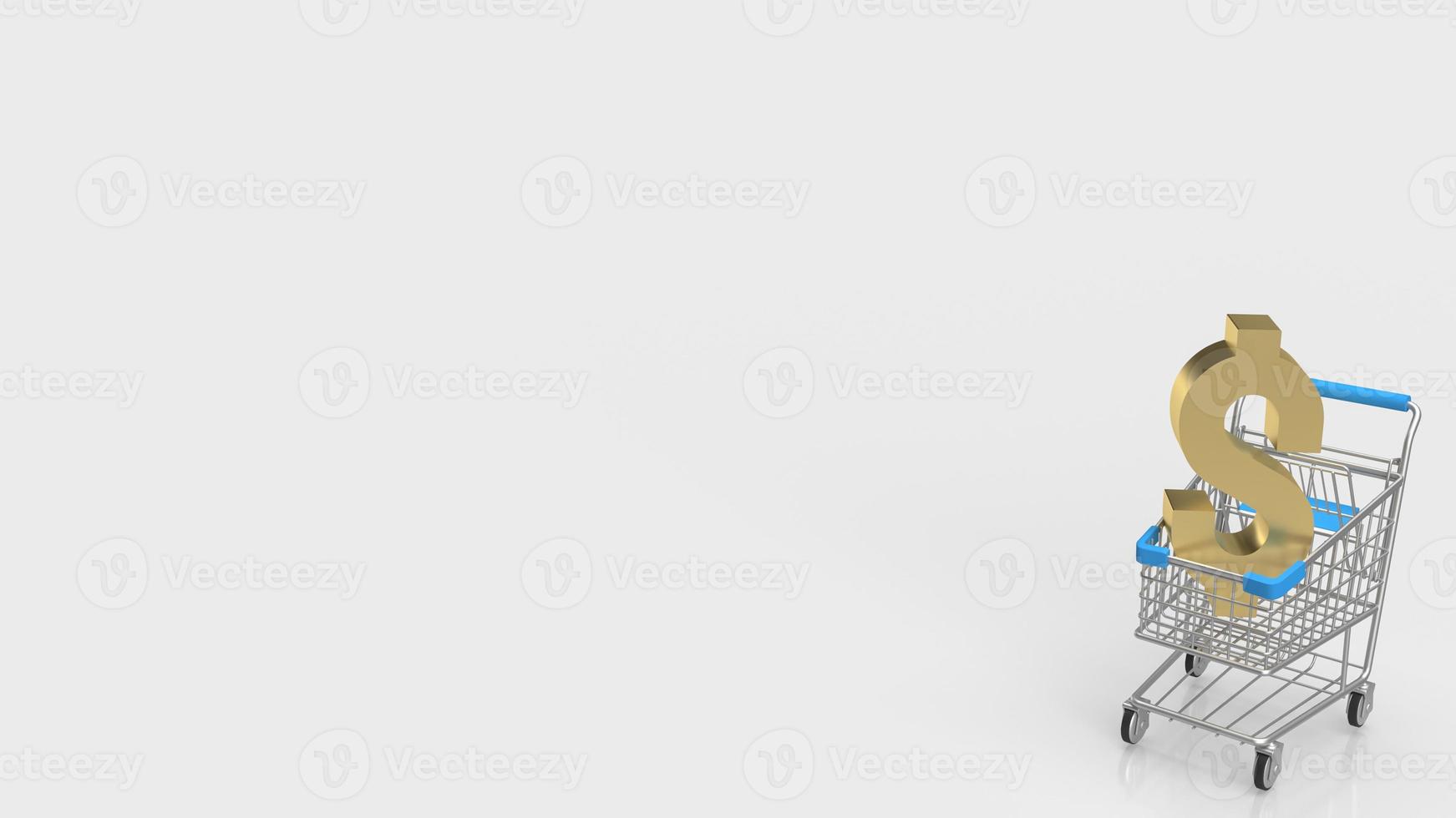 The dollar gold symbol on shopping cart for business concept 3d rendering photo