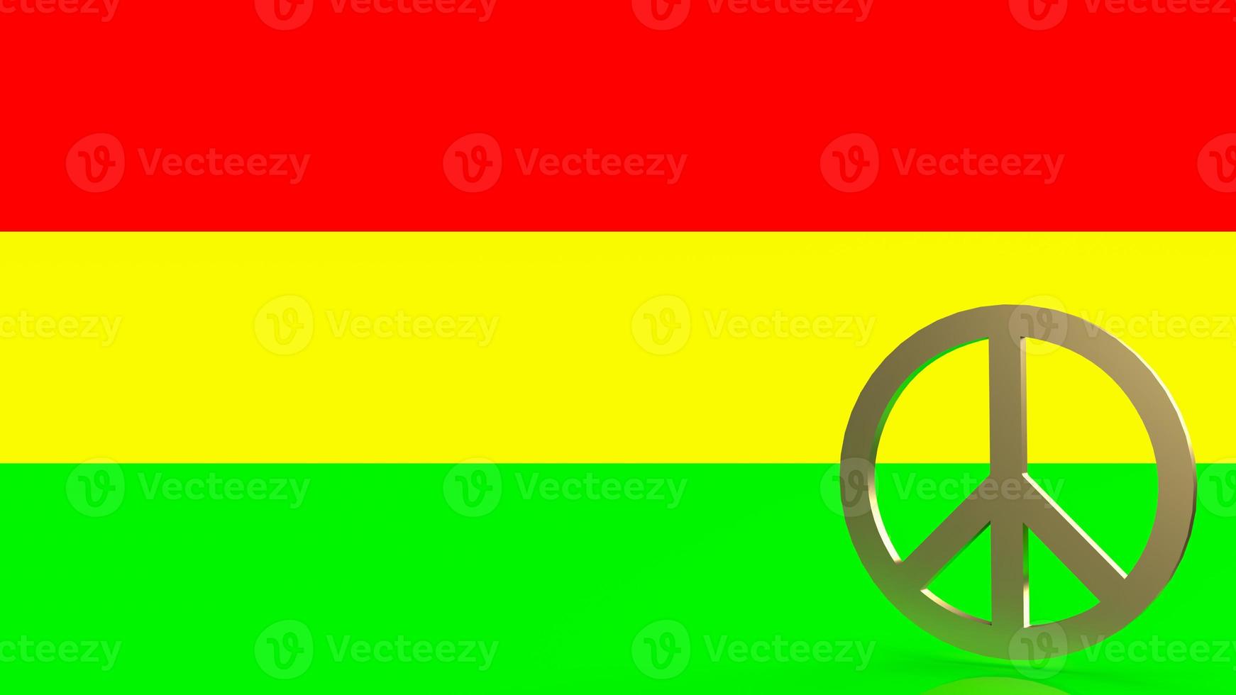 el símbolo de paz dorado en la representación 3d del color de fondo foto