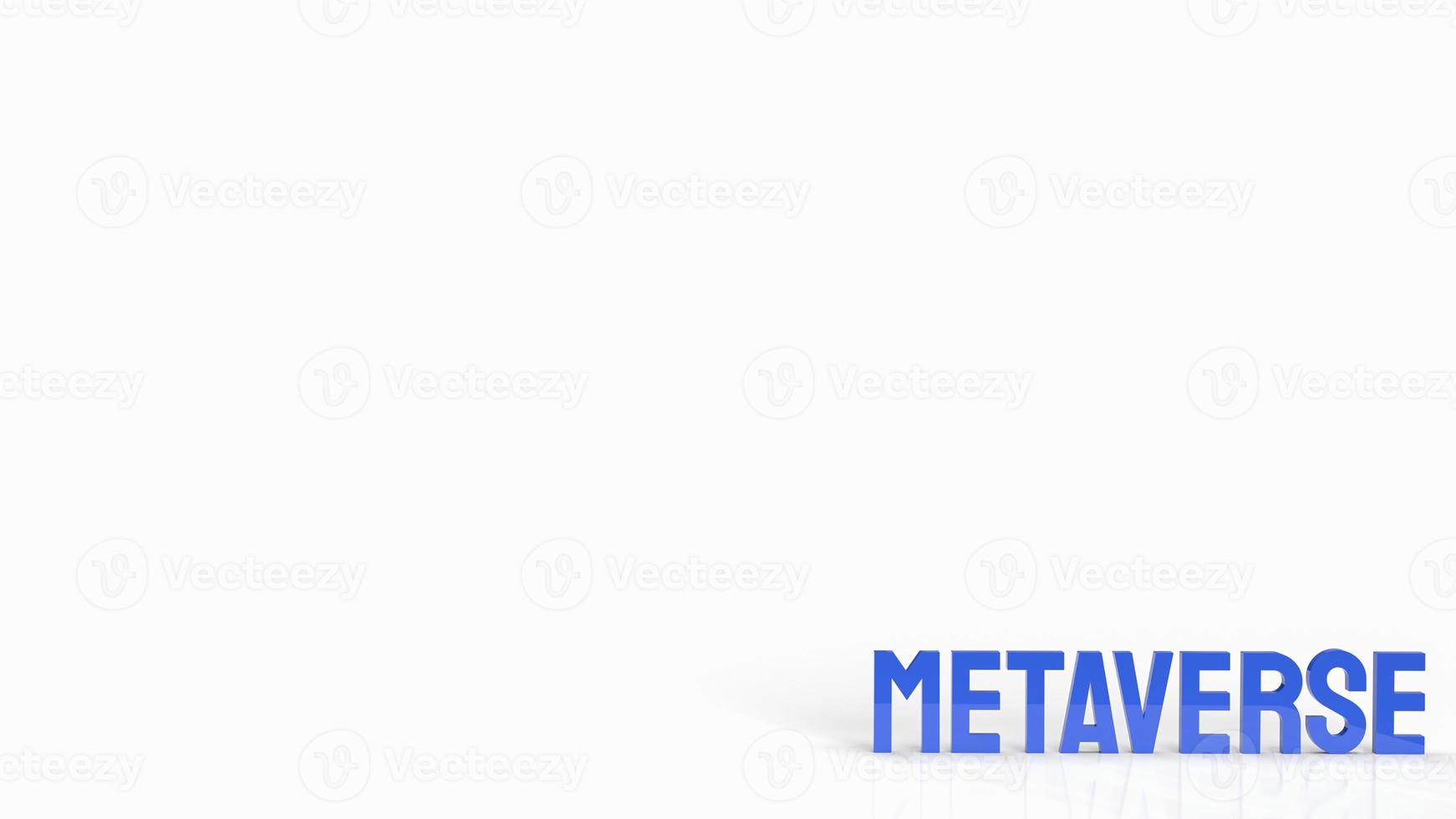 The blue metaverse text on white background for business or technology  concept 3d rendering. photo