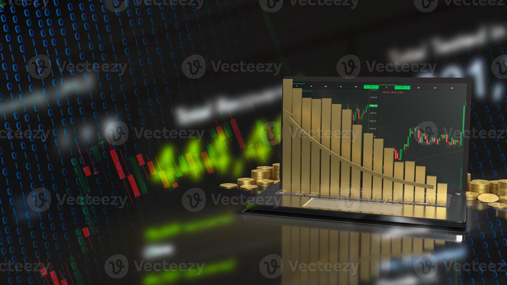 notebook and chart for business concept  3d rendering photo