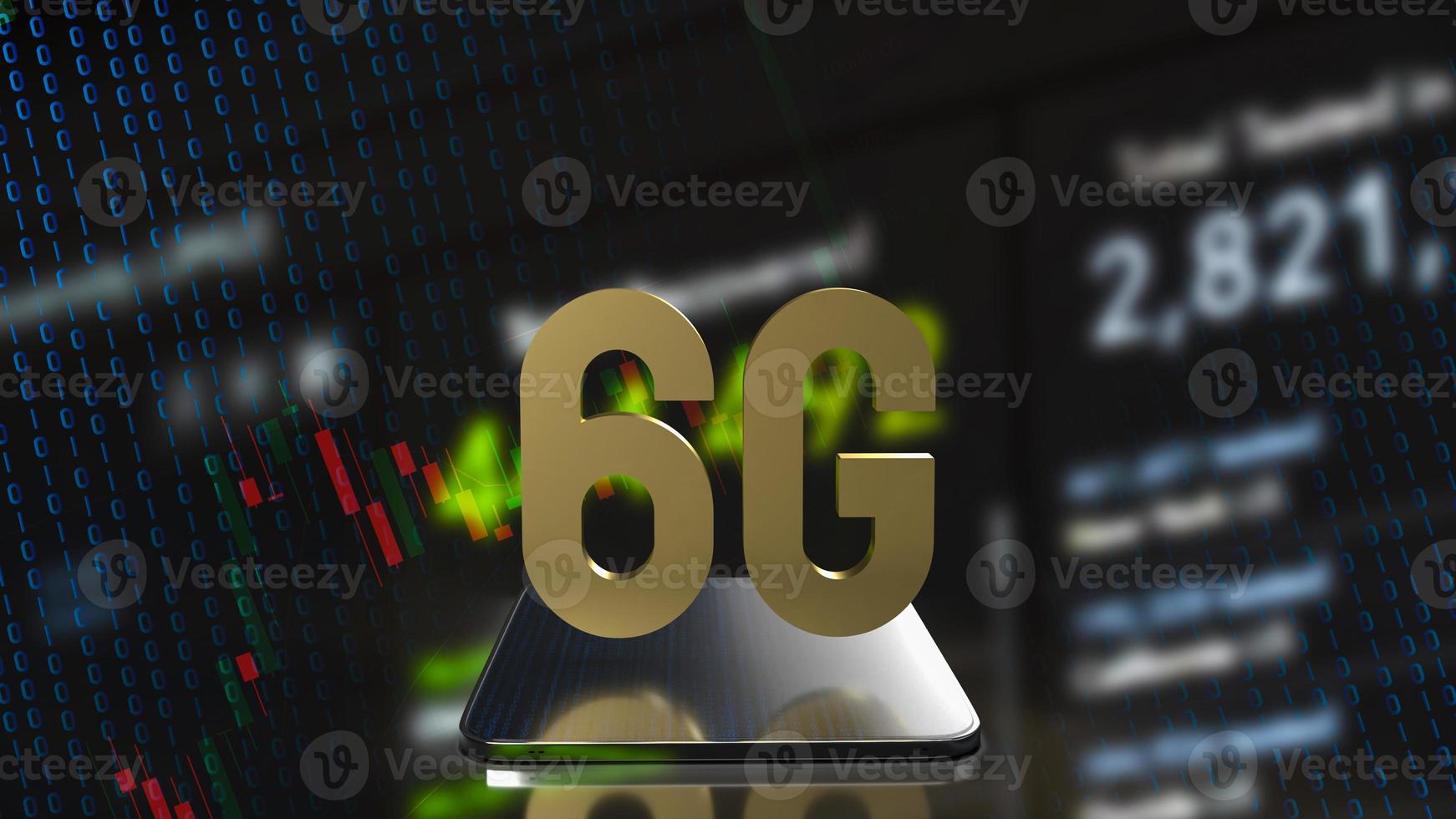 gold 6g on tablet and business background for technology  concept 3d rendering photo