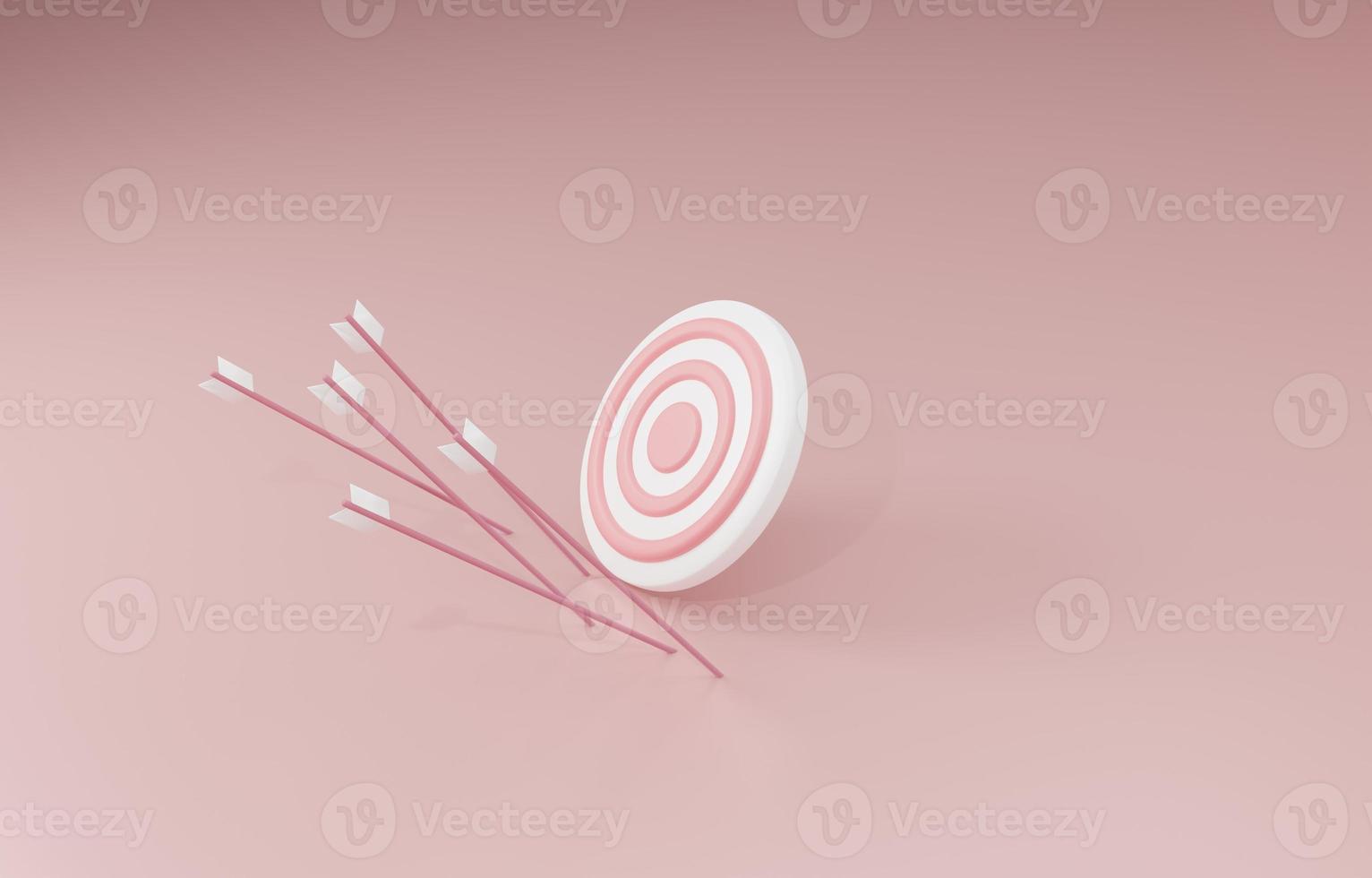 Arrows missing archery target, business fail, missing opportunity, inefficient working concept, 3D illustration. photo