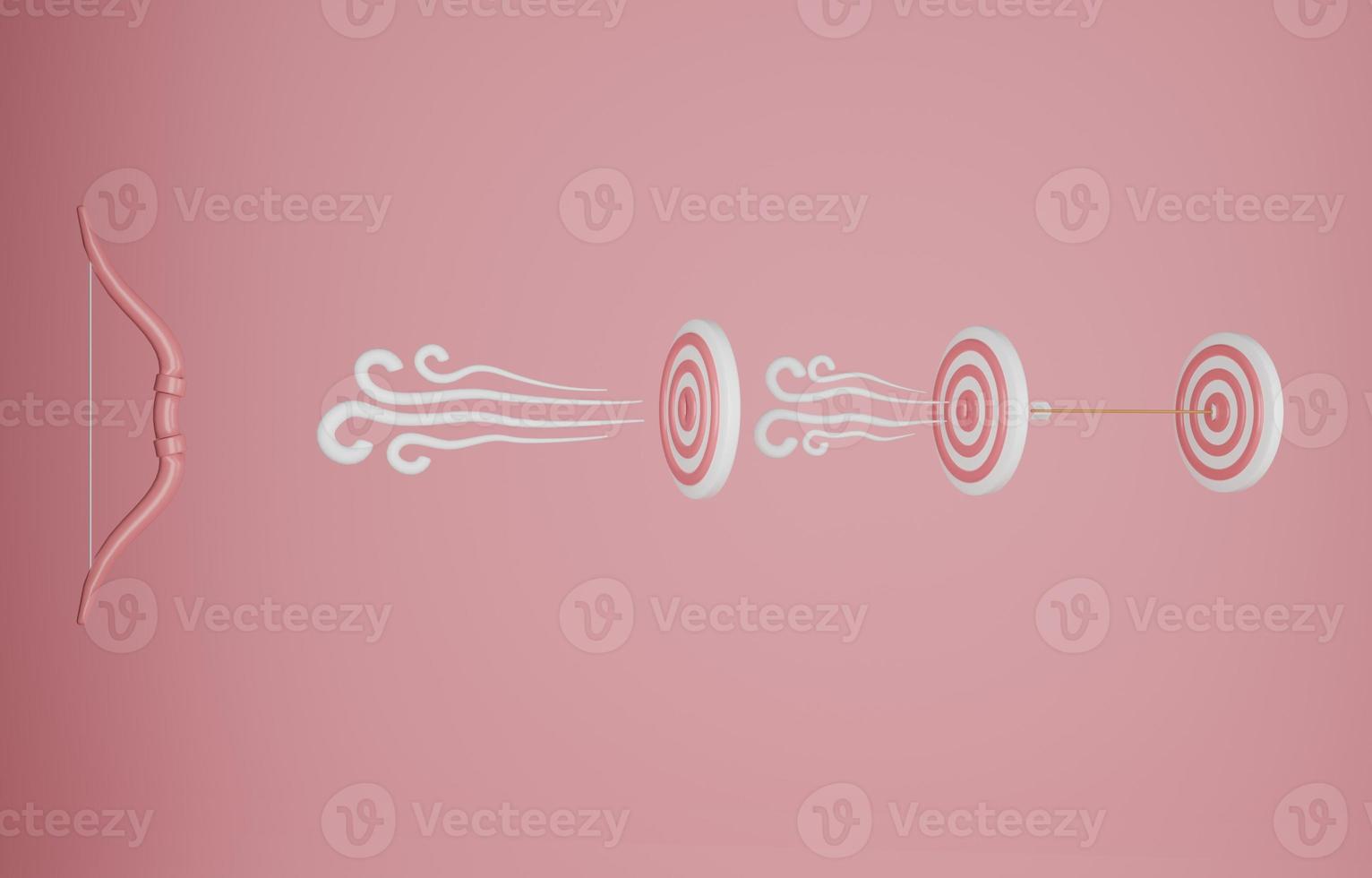 Shooting three archery bows in one shot, finishing many business targets  with one action, efficient working management concept, 3D illustration. photo