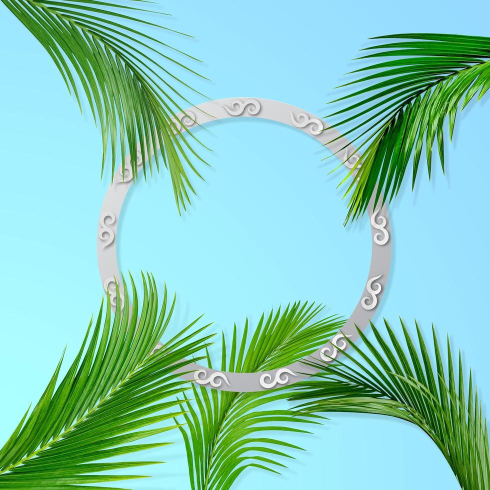 Green palm leaves pattern for nature concept,tropical leaf on pastels paper background photo