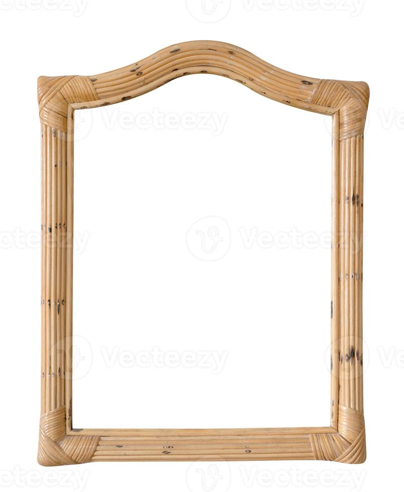 Wooden rattan frame isolated on white background ,include clipping path photo