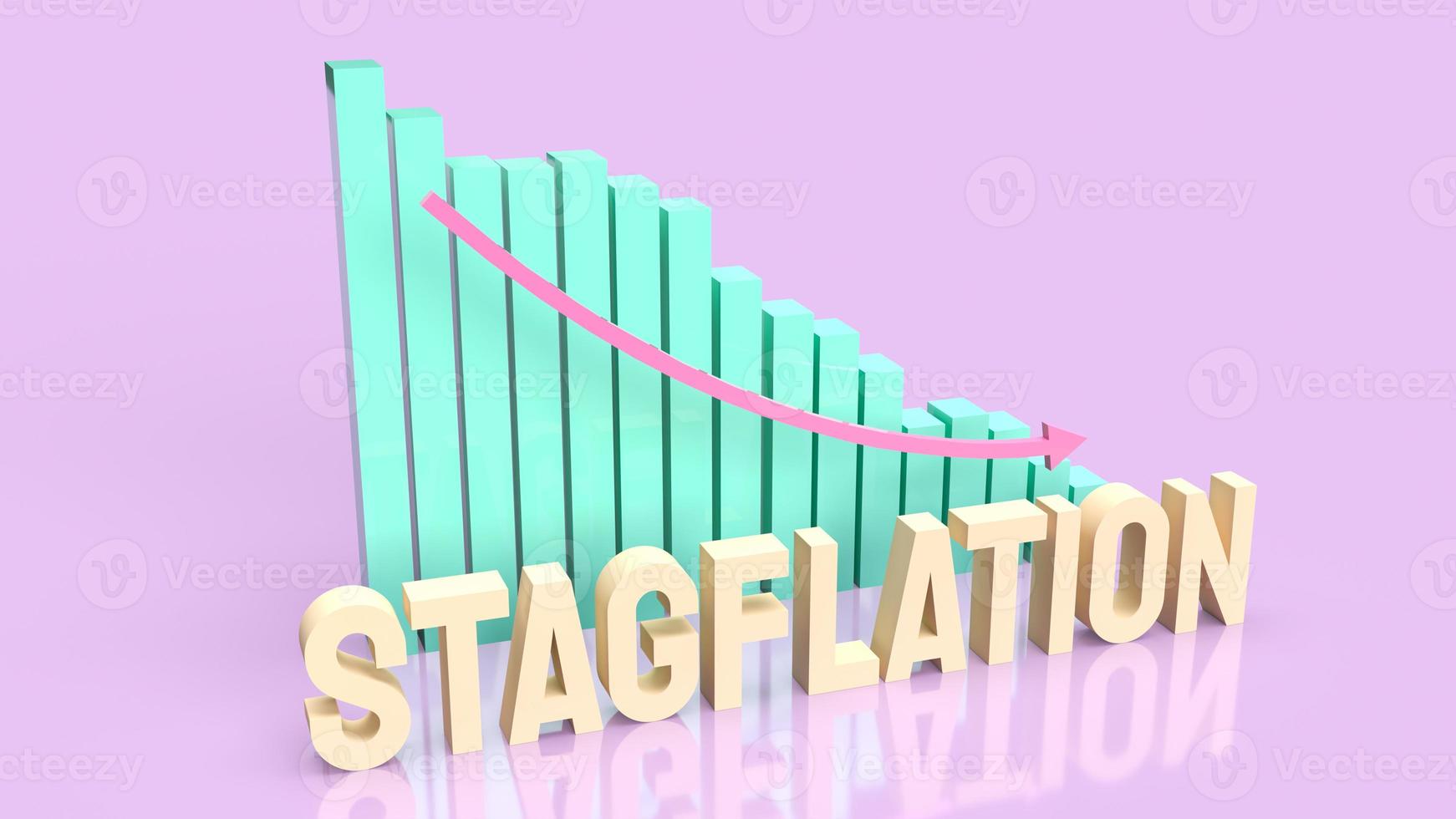 The stagflation text and chart for business concept 3d rendering photo