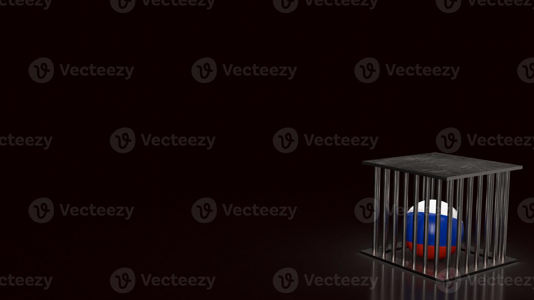 Russia ball in cage for sanction concept 3d rendering photo