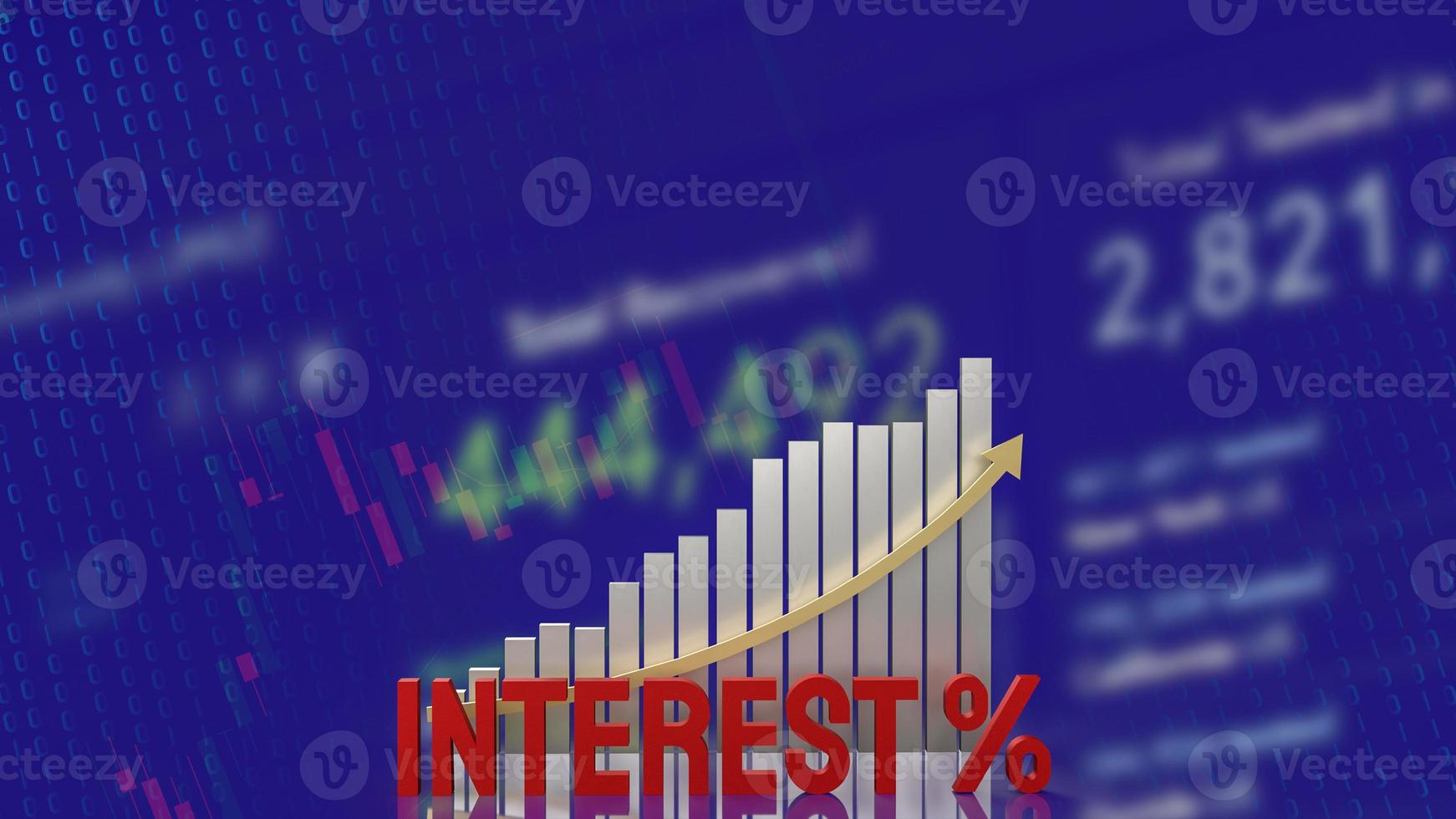 The red interest text and chart on business background 3d rendering photo