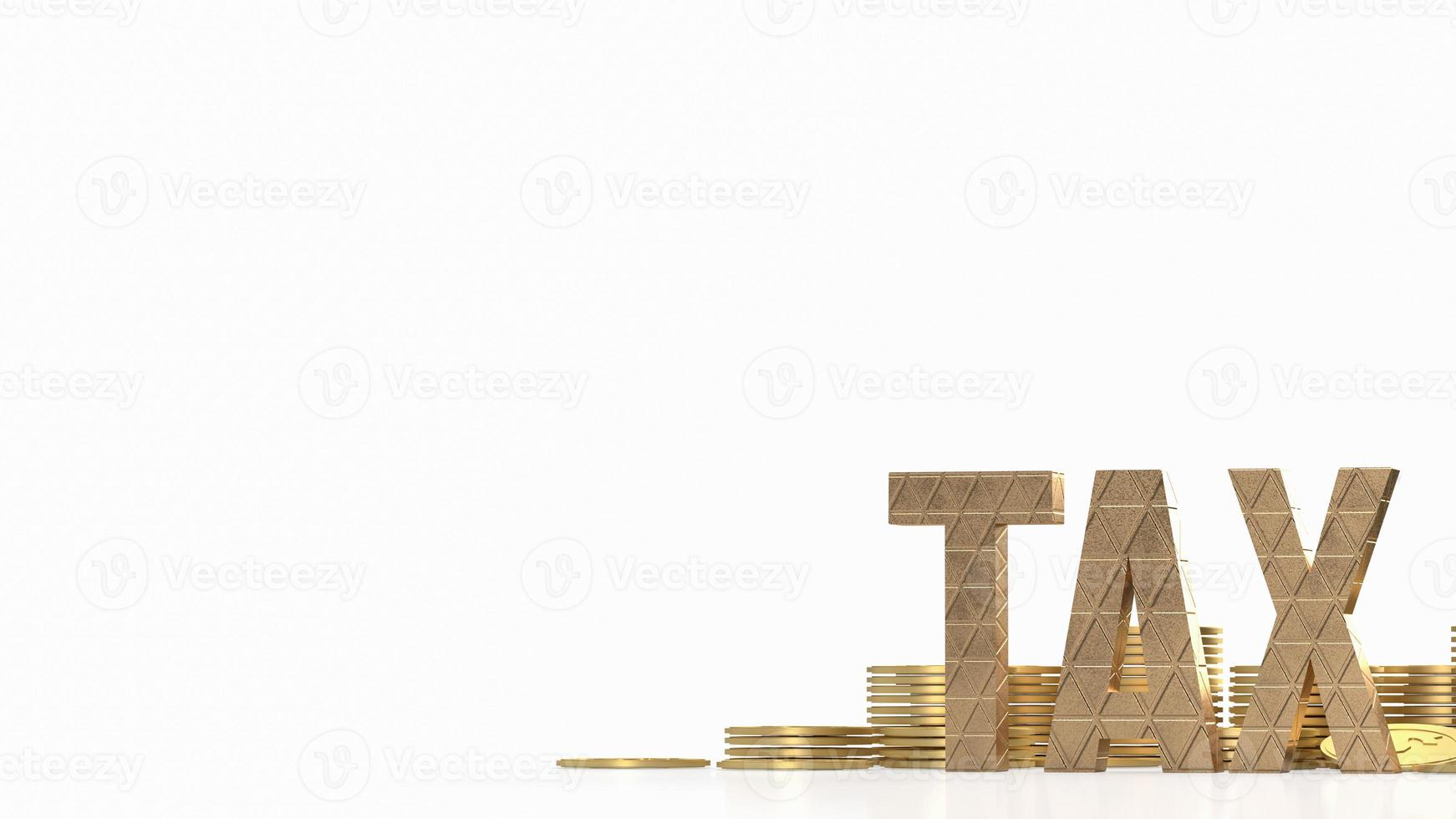 The tax and gold coins on white background for business concept 3d rendering photo