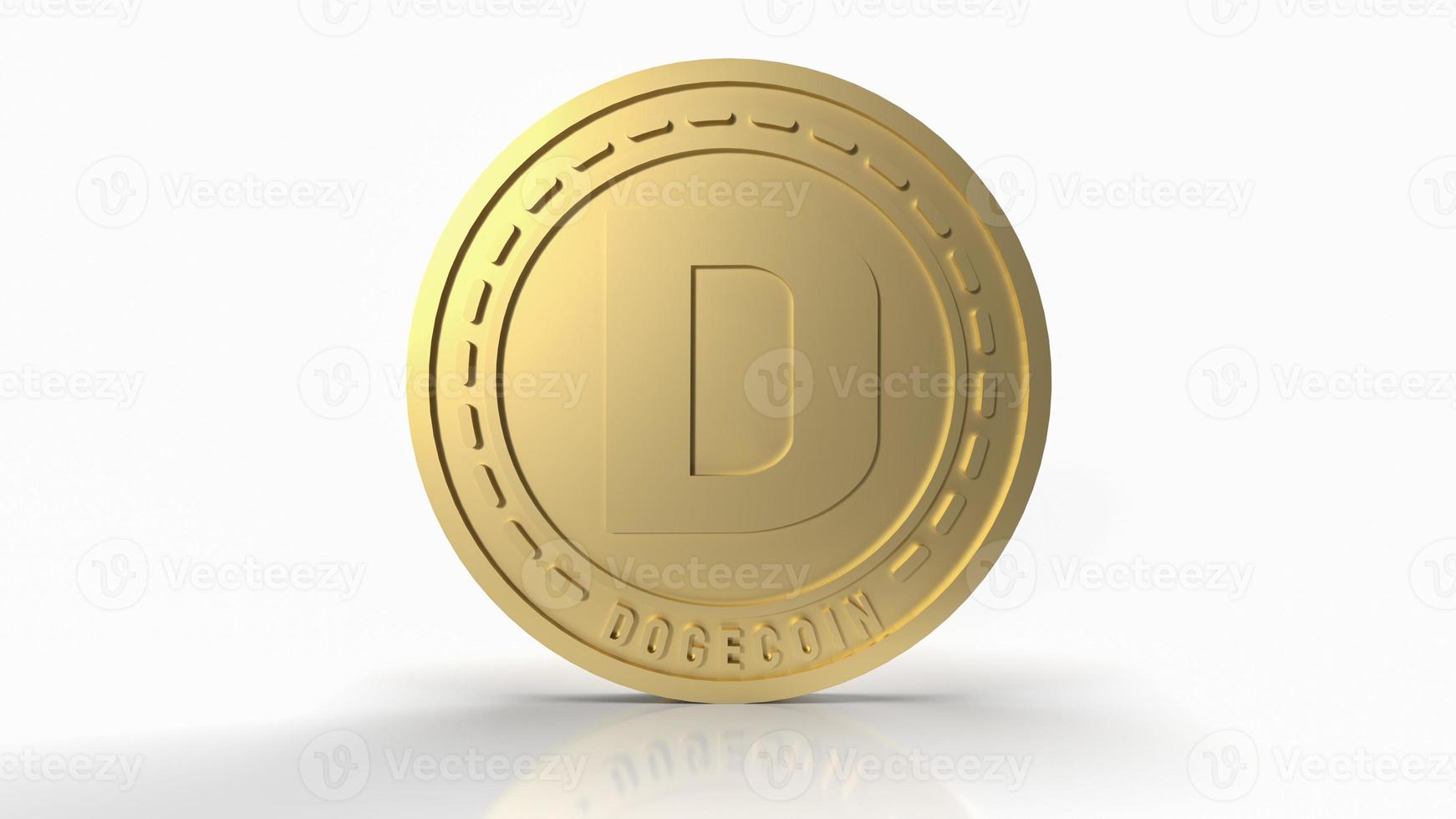 The gold dogecoin on white background for cryptocurrency content 3d rendering photo