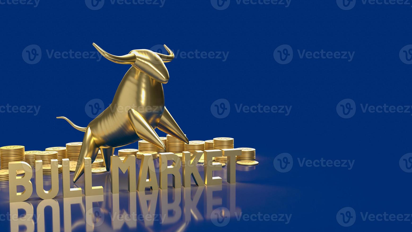 gold bull and word bull market for business concept 3d rendering. photo