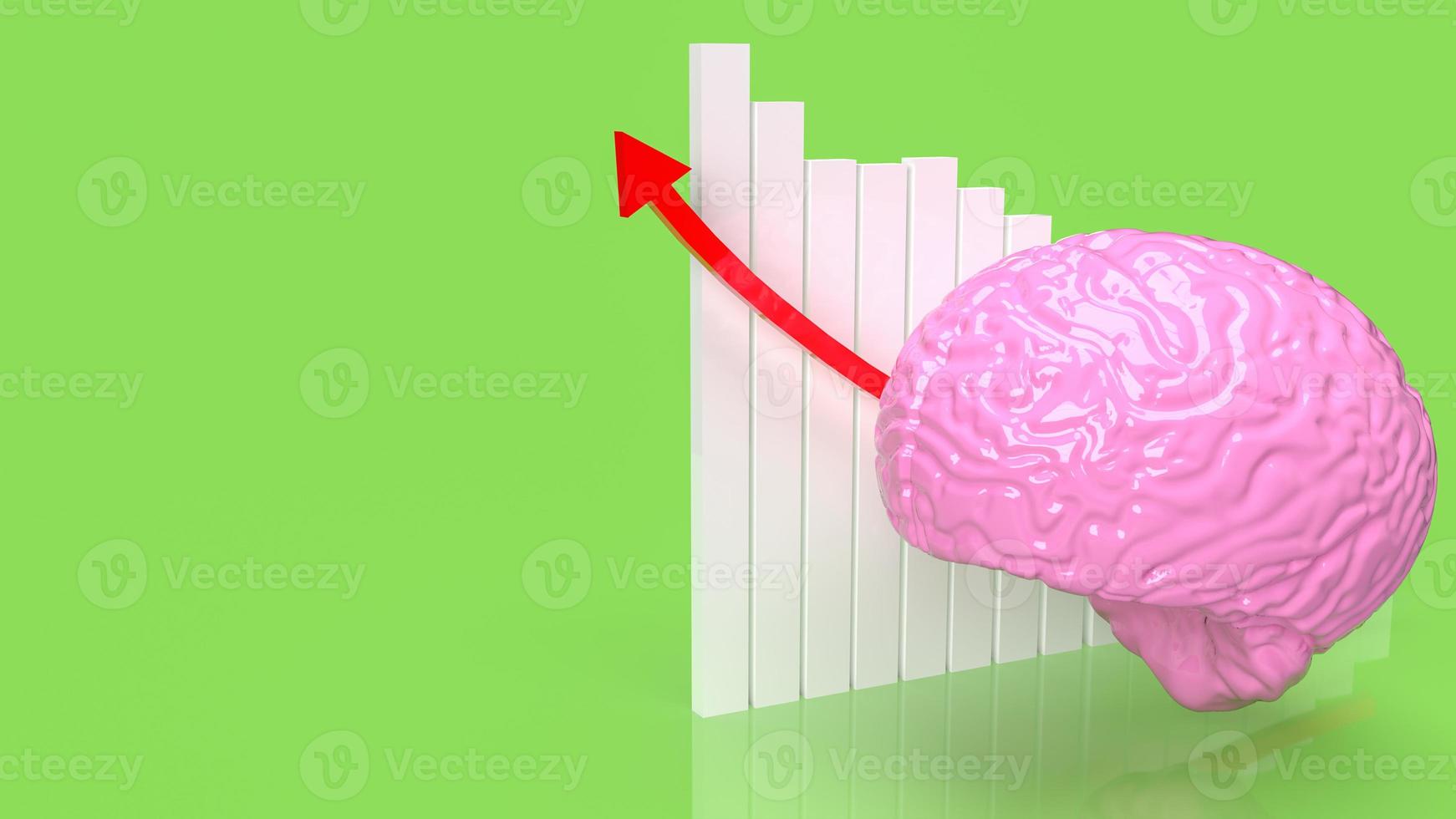 The brain and chart arrow up for sci or education concept 3d rendering photo