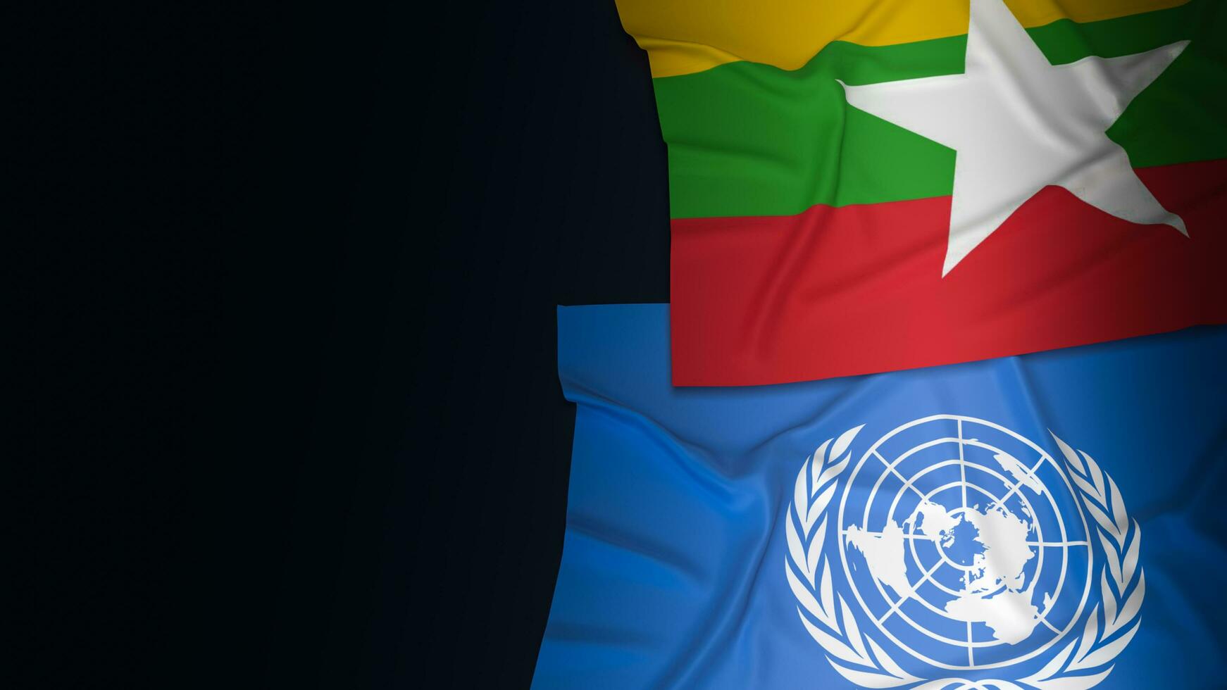 The Myanmar and un  flag for editorial background content 3d rendering photo