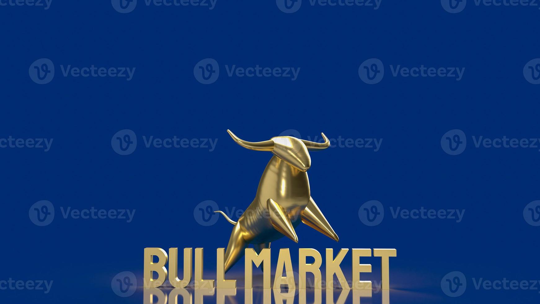 gold bull and word bull market for business concept 3d rendering. photo