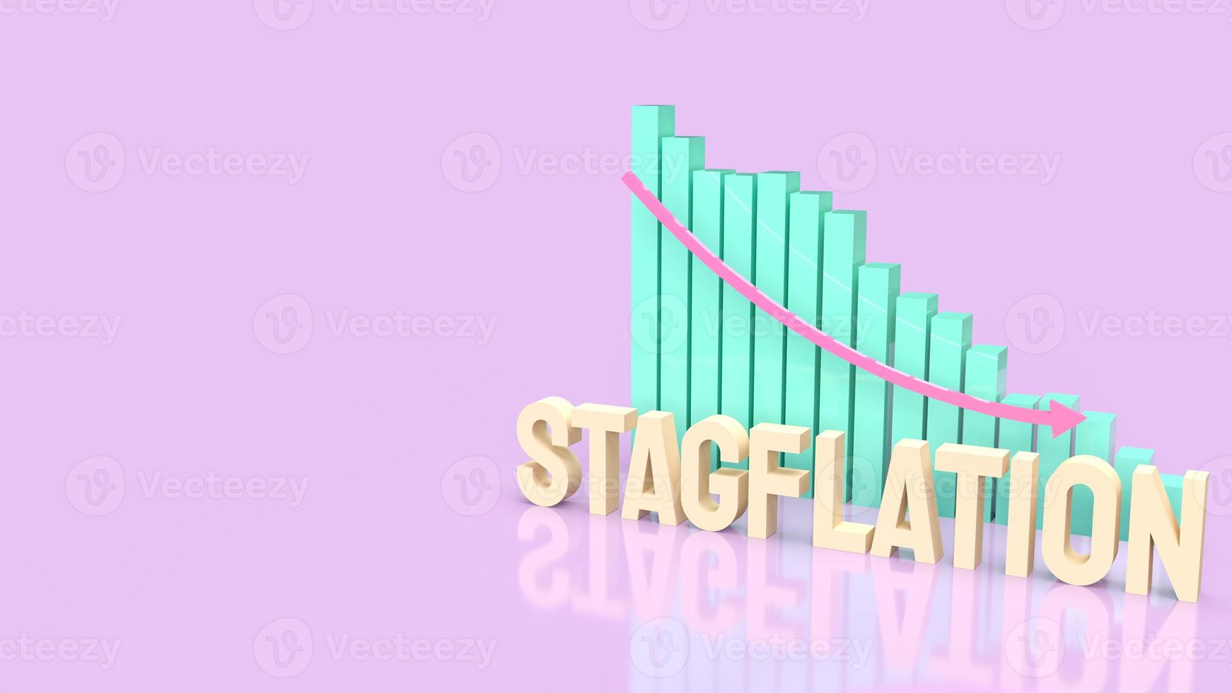 The stagflation text and chart for business concept 3d rendering photo