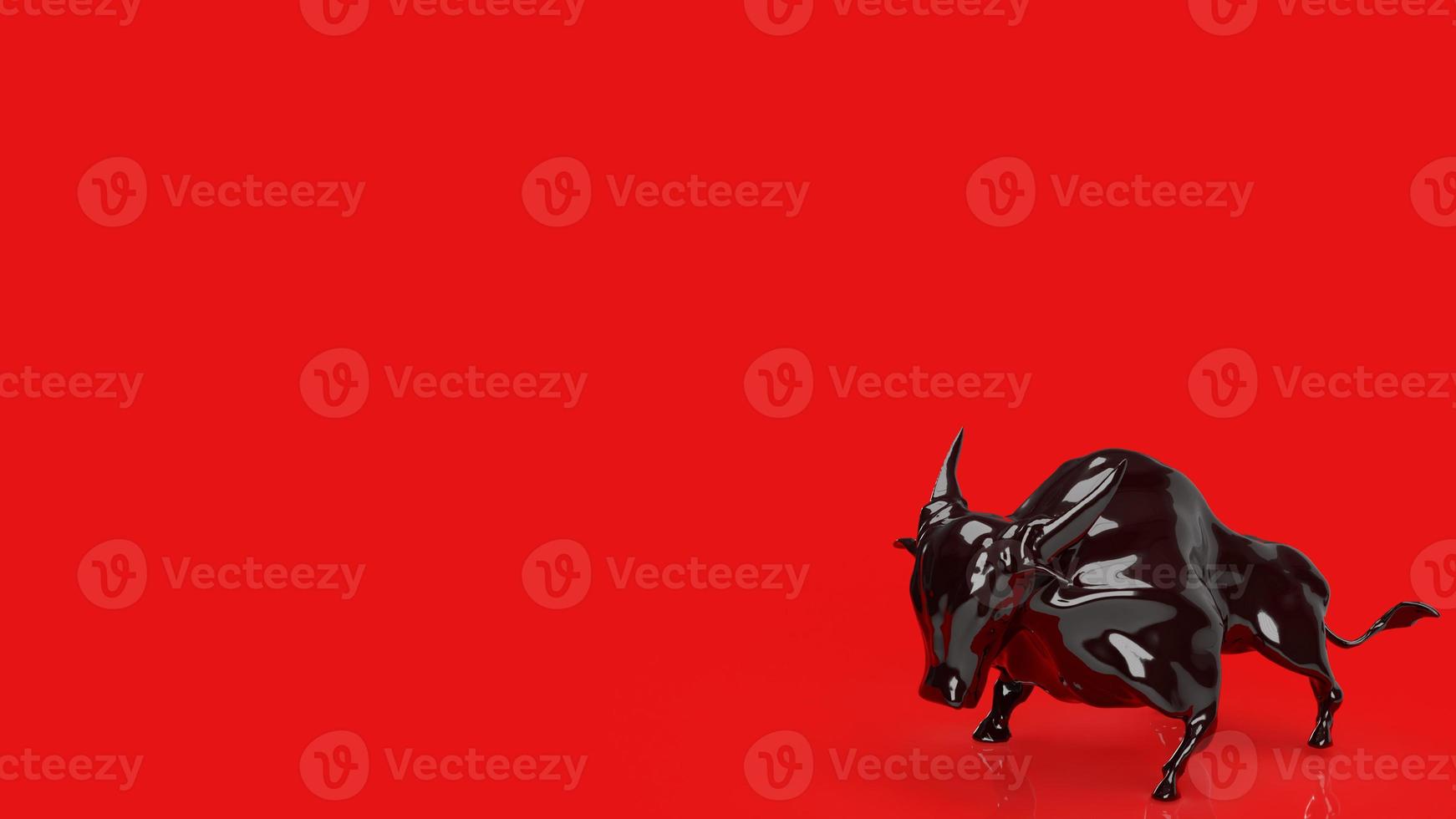 The black bull on red background for business concept 3d rendering photo