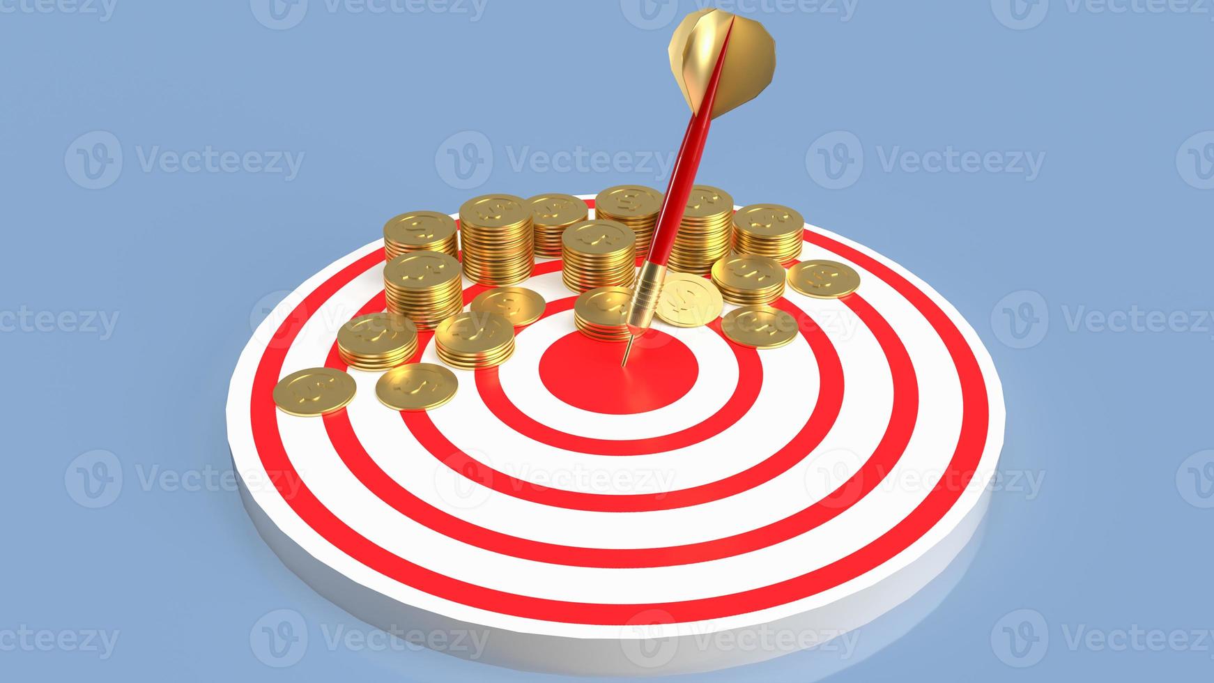 The darts coins on target for business concept 3d rendering photo