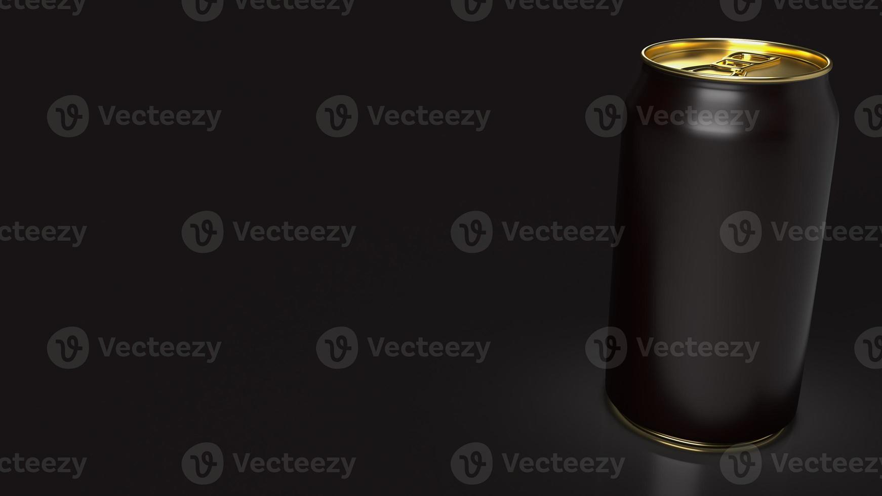 The black aluminium  can and gold cop for food and drink or eco concept 3d rendering photo