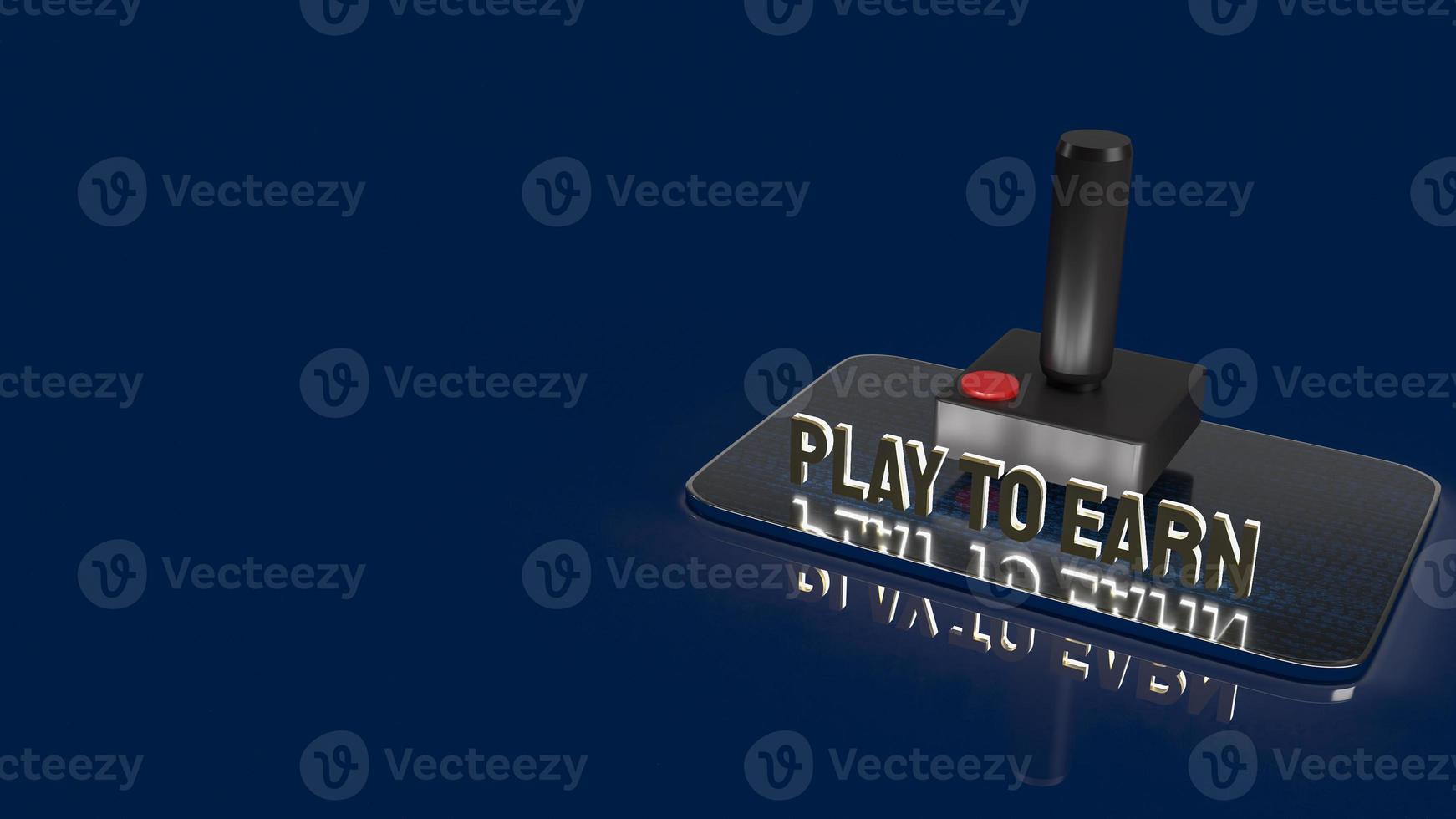 The joystick and play to earn text for game nft or technology  concept 3d rendering photo