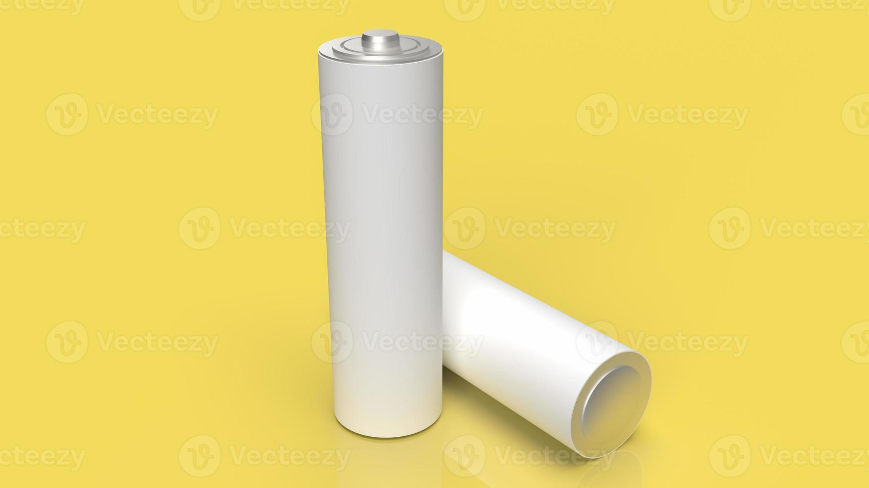 The alkaline battery on yellow background for technology concept 3d rendering photo