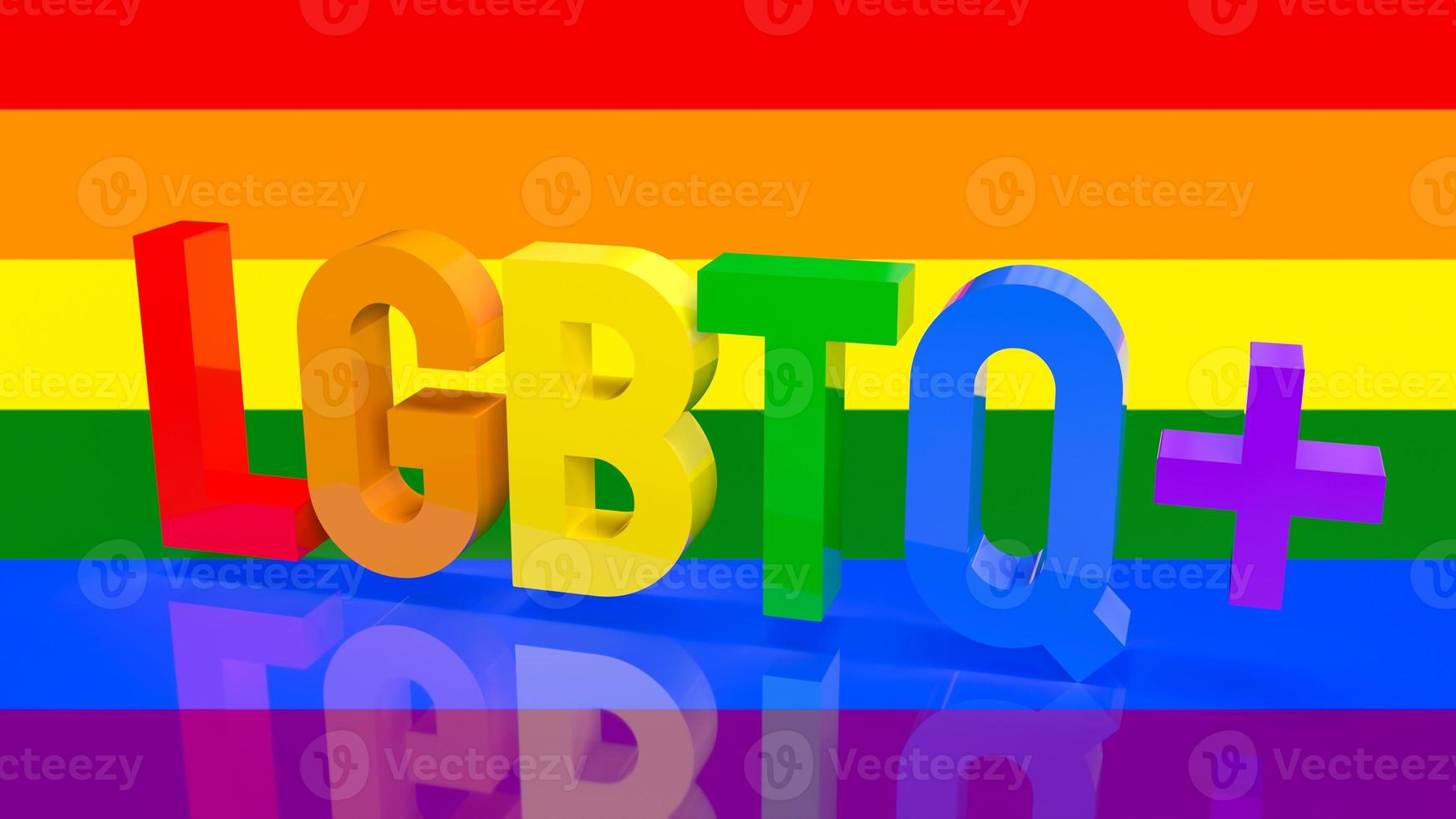 el texto lgbtq multicolor para la representación 3d del concepto transgénero foto