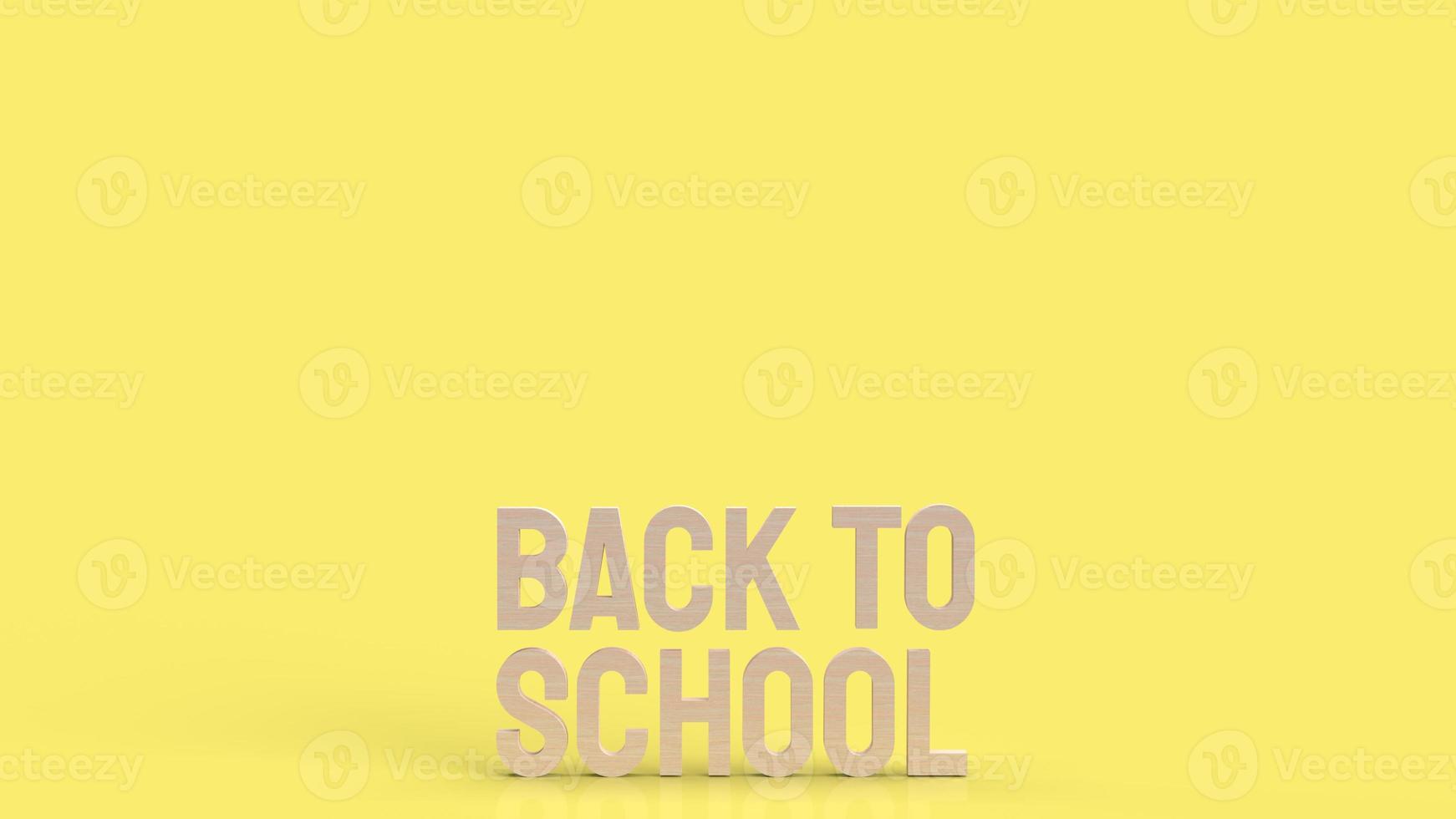 The wood back to school text in yellow color for education concept 3d rendering photo