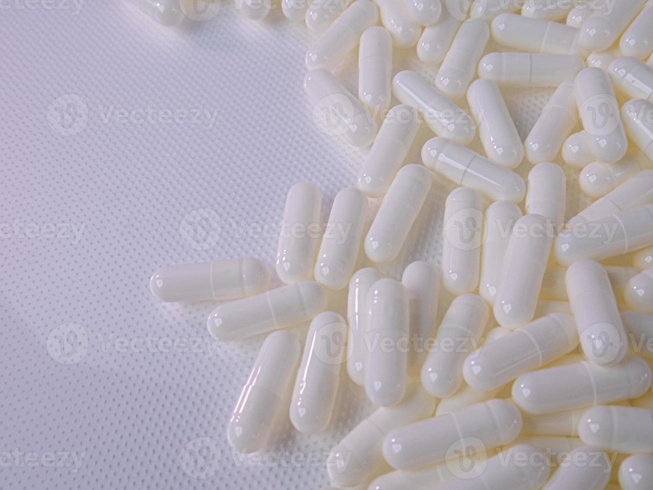 The white capsules image for medical and sci content photo
