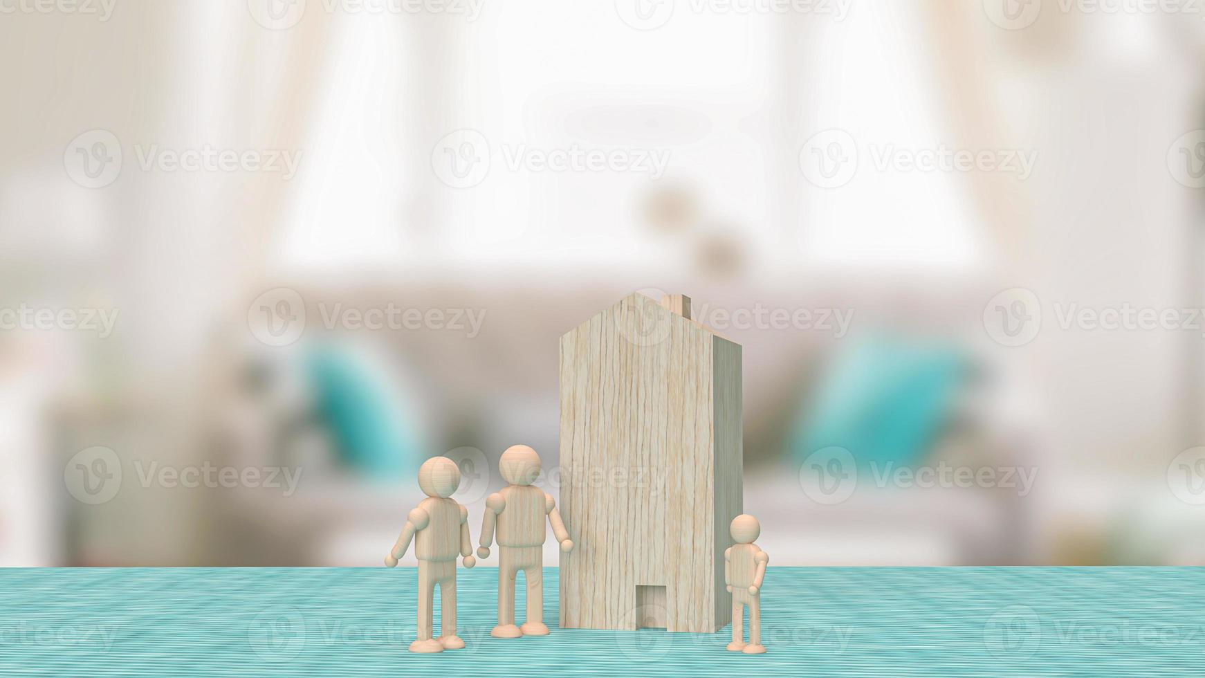 home wood toy in living room  for property  or building concept 3d rendering photo