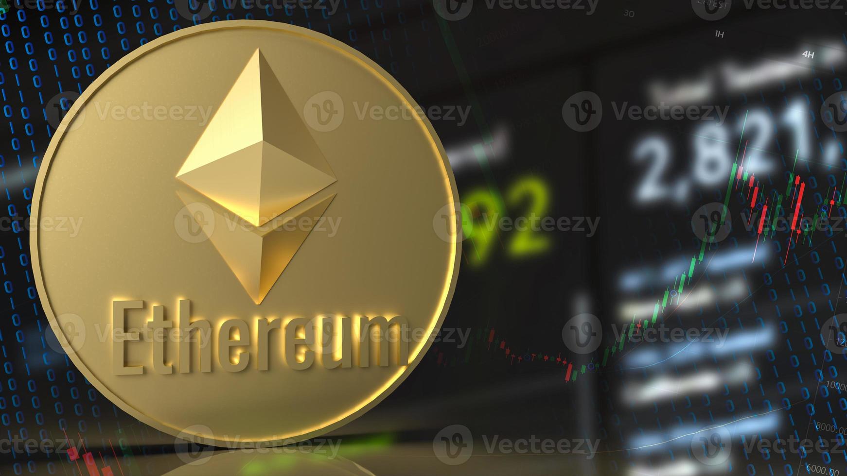 ethereum coin for  cryptocurrency concept 3d rendering. photo