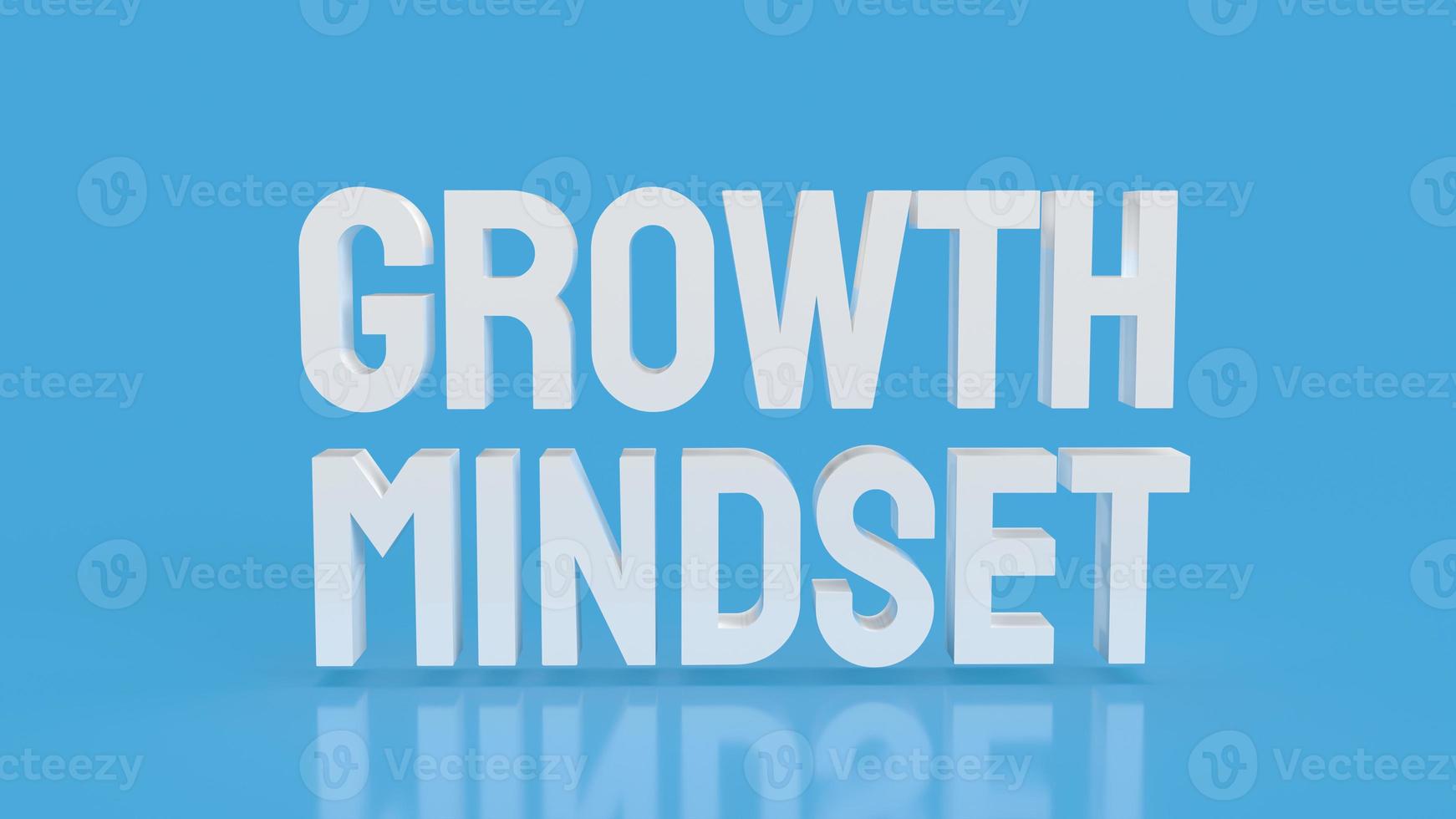 The  white growth mindset word on blue color  background 3d rendering photo