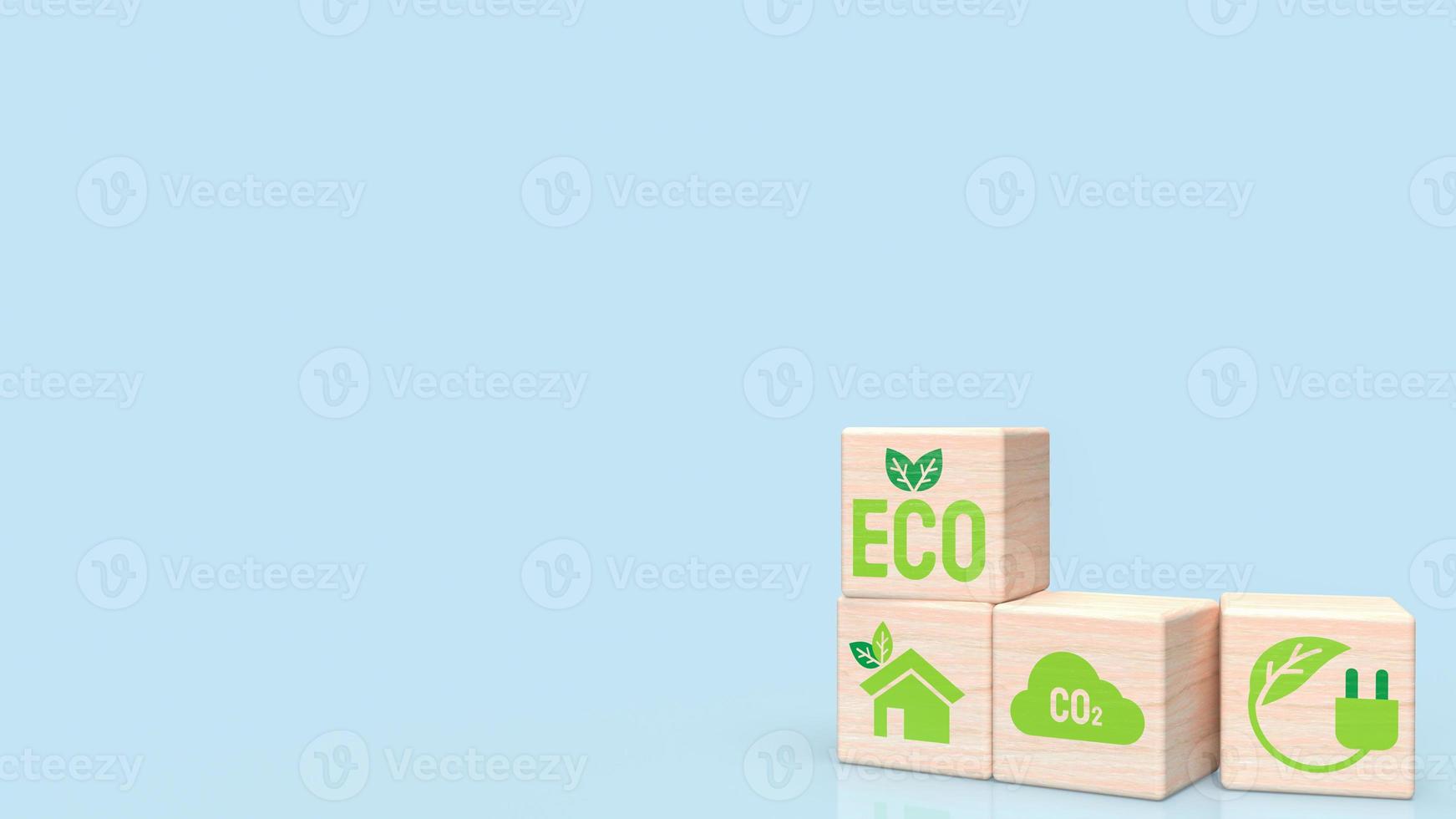 The wood brick on blue background  for eco or ecological concept 3d rendering photo