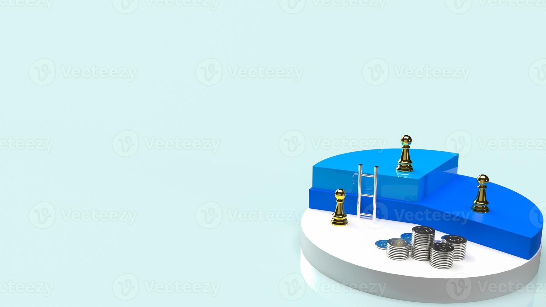 chess and coins on pie chart for business concept 3d rendering. photo