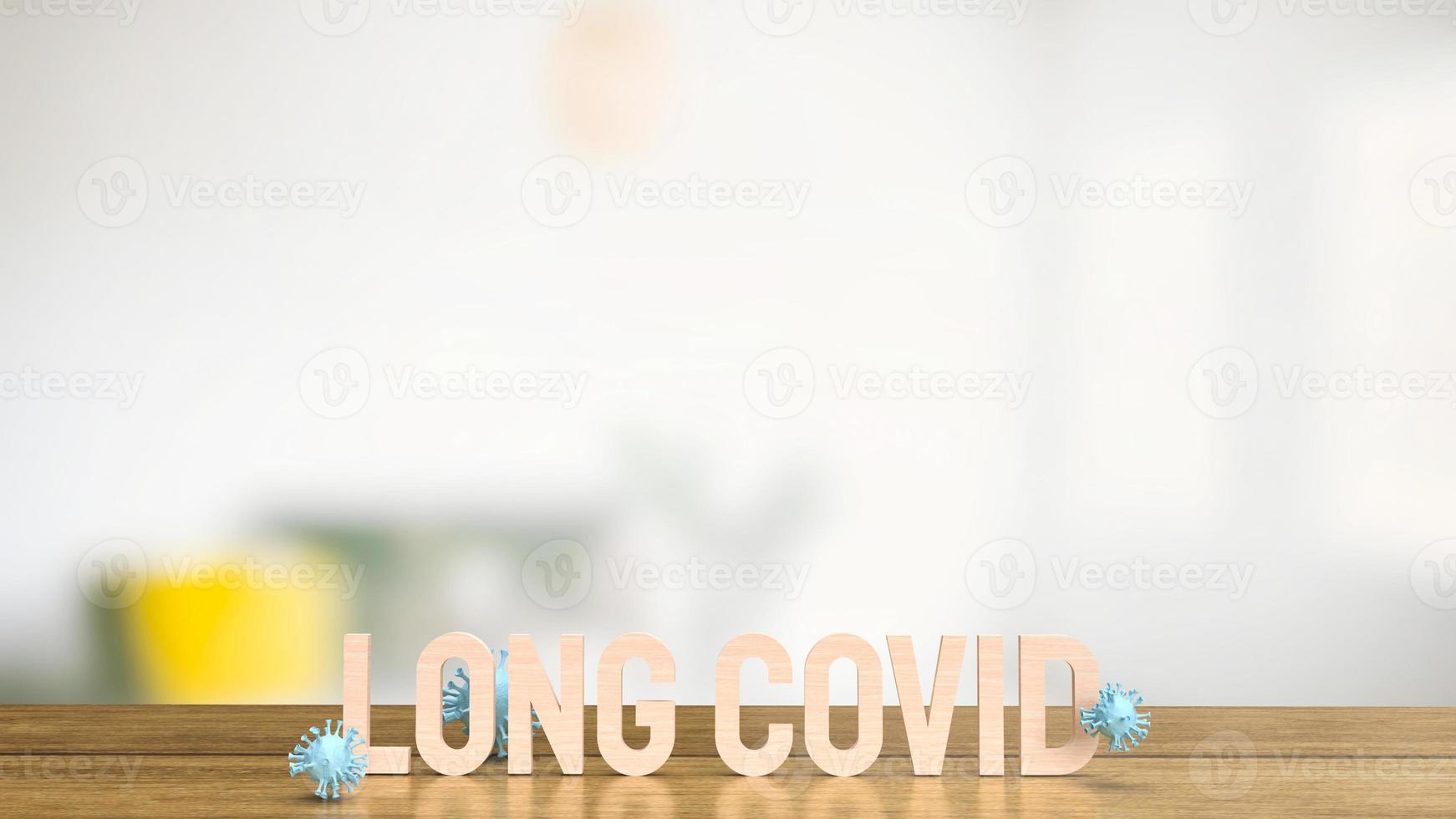 The long covid text and virus for medical or outbreak  concept 3d rendering photo