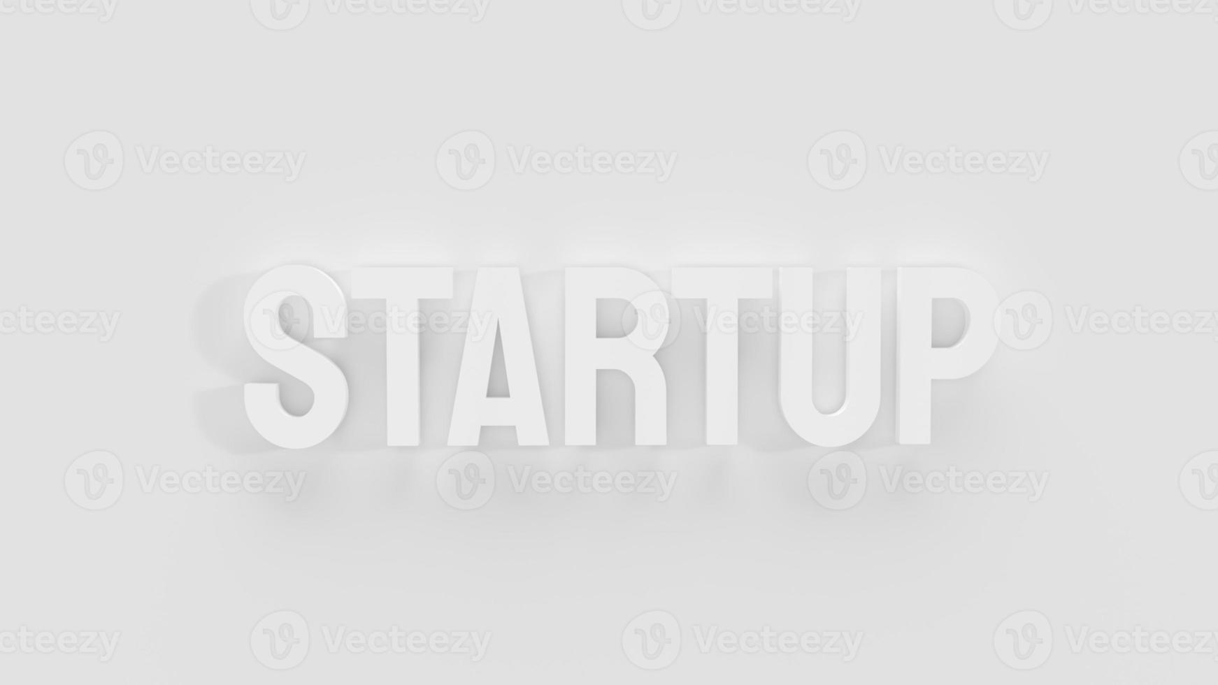 The  startup white text for business concept 3d rendering photo