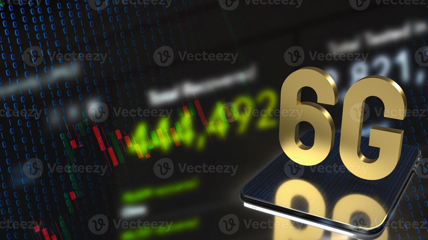 gold 6g on tablet and business background for technology  concept 3d rendering photo