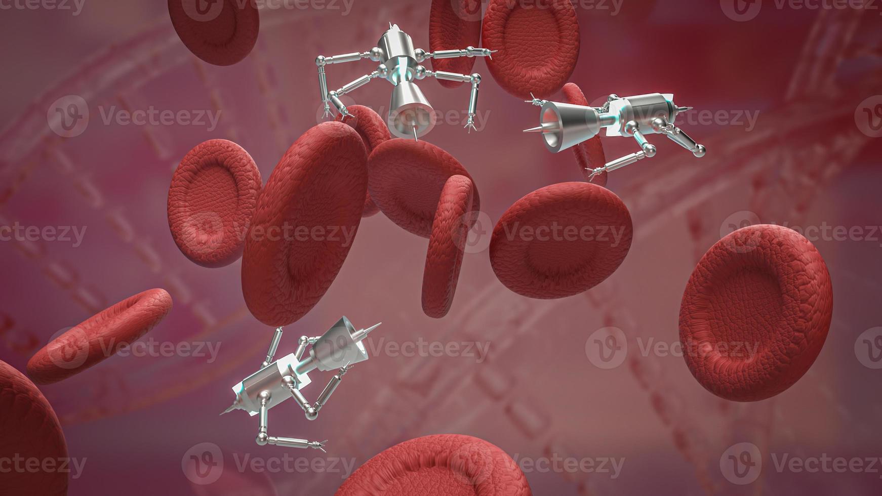 The blood cell and nano bot for sci or education concept 3d rendering photo