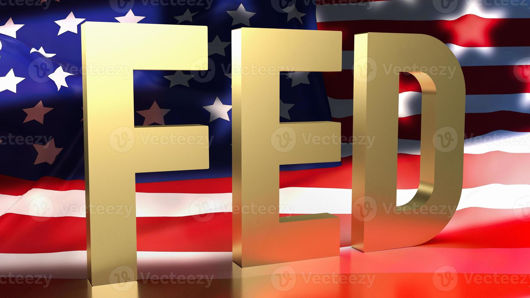 The gold text fed on Usa flag background for business concept 3d rendering photo