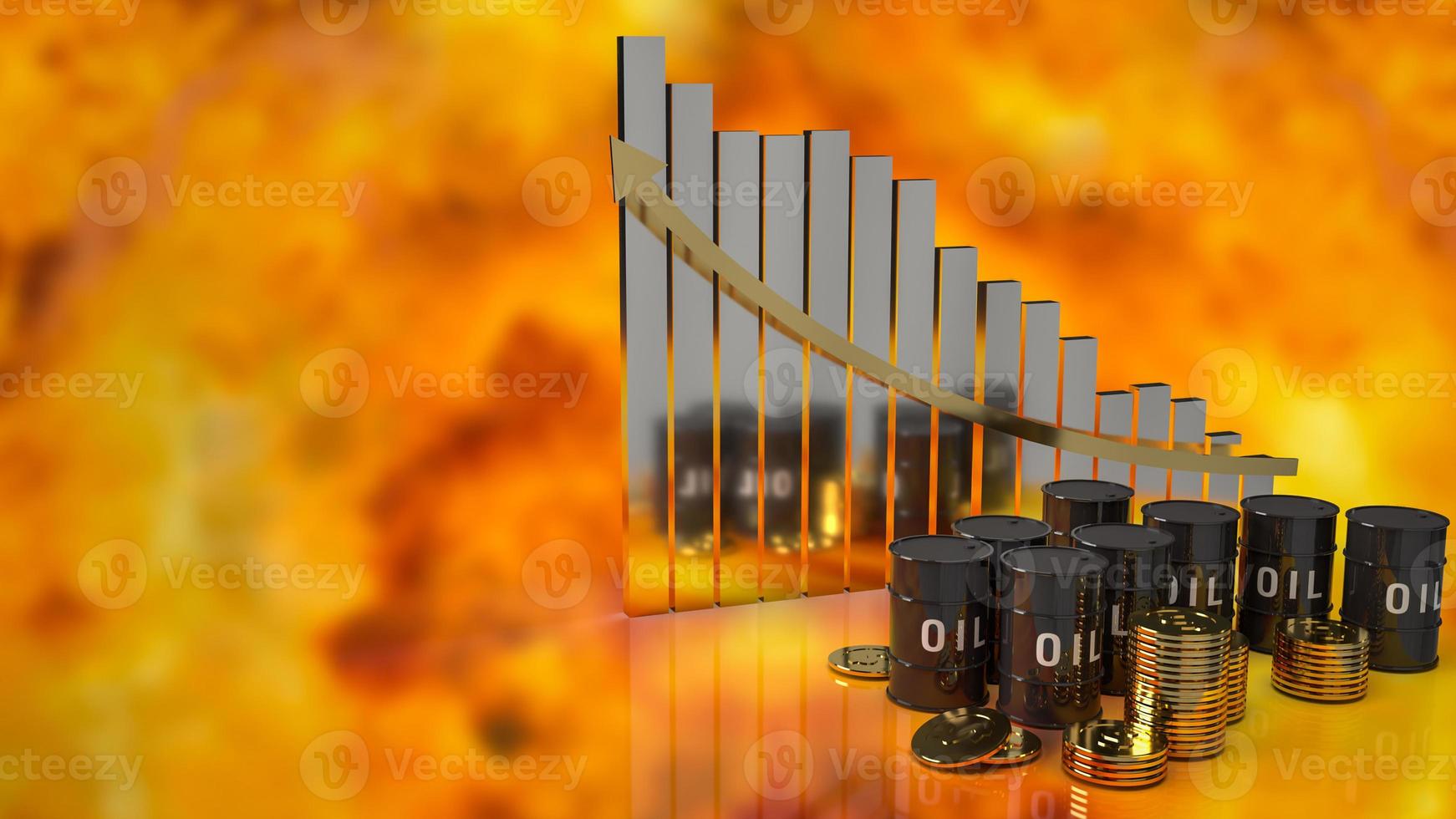 The oil tank and chart on tablet for business or gas concept 3d rendering photo