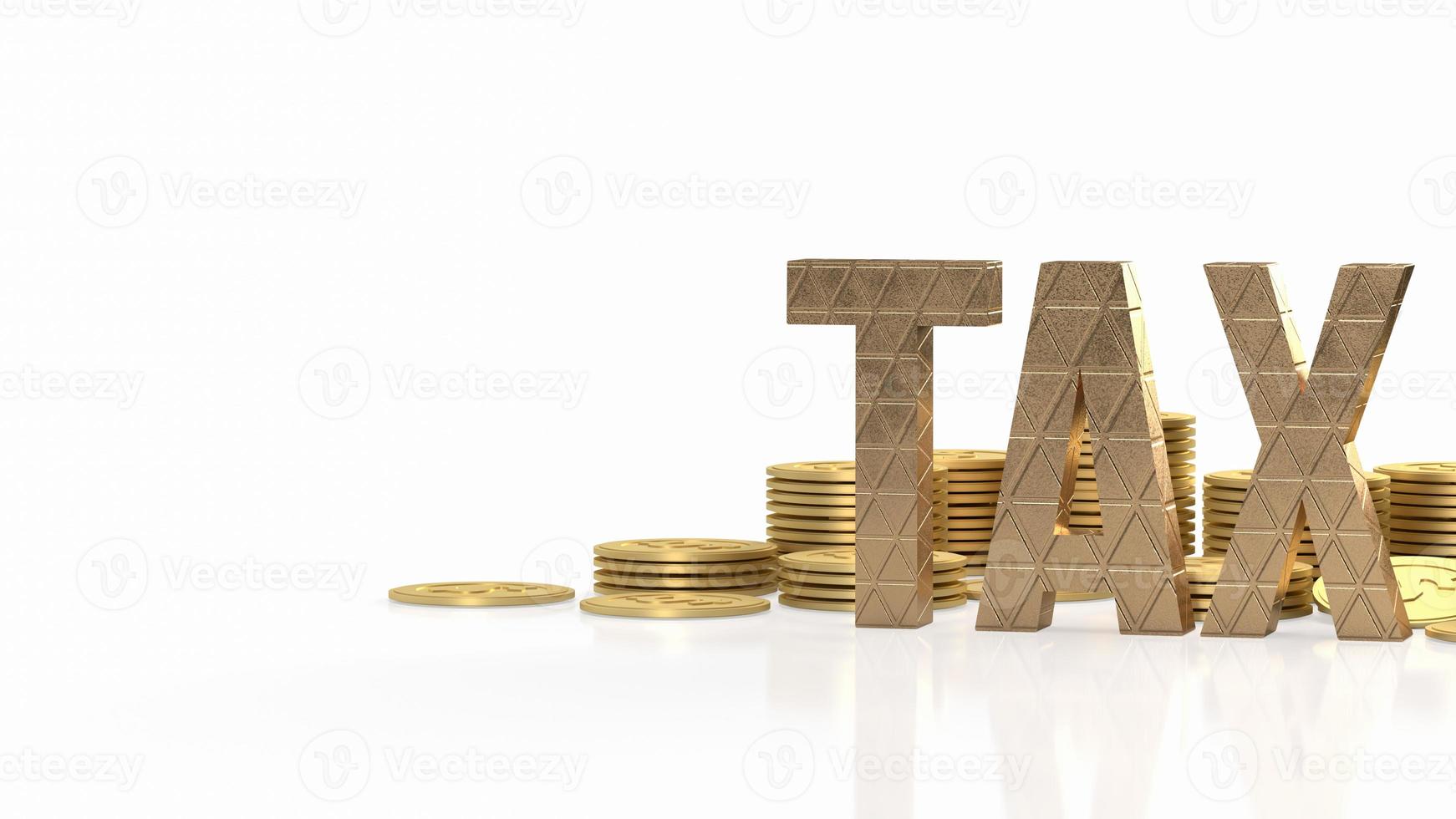 The tax and gold coins on white background for business concept 3d rendering photo