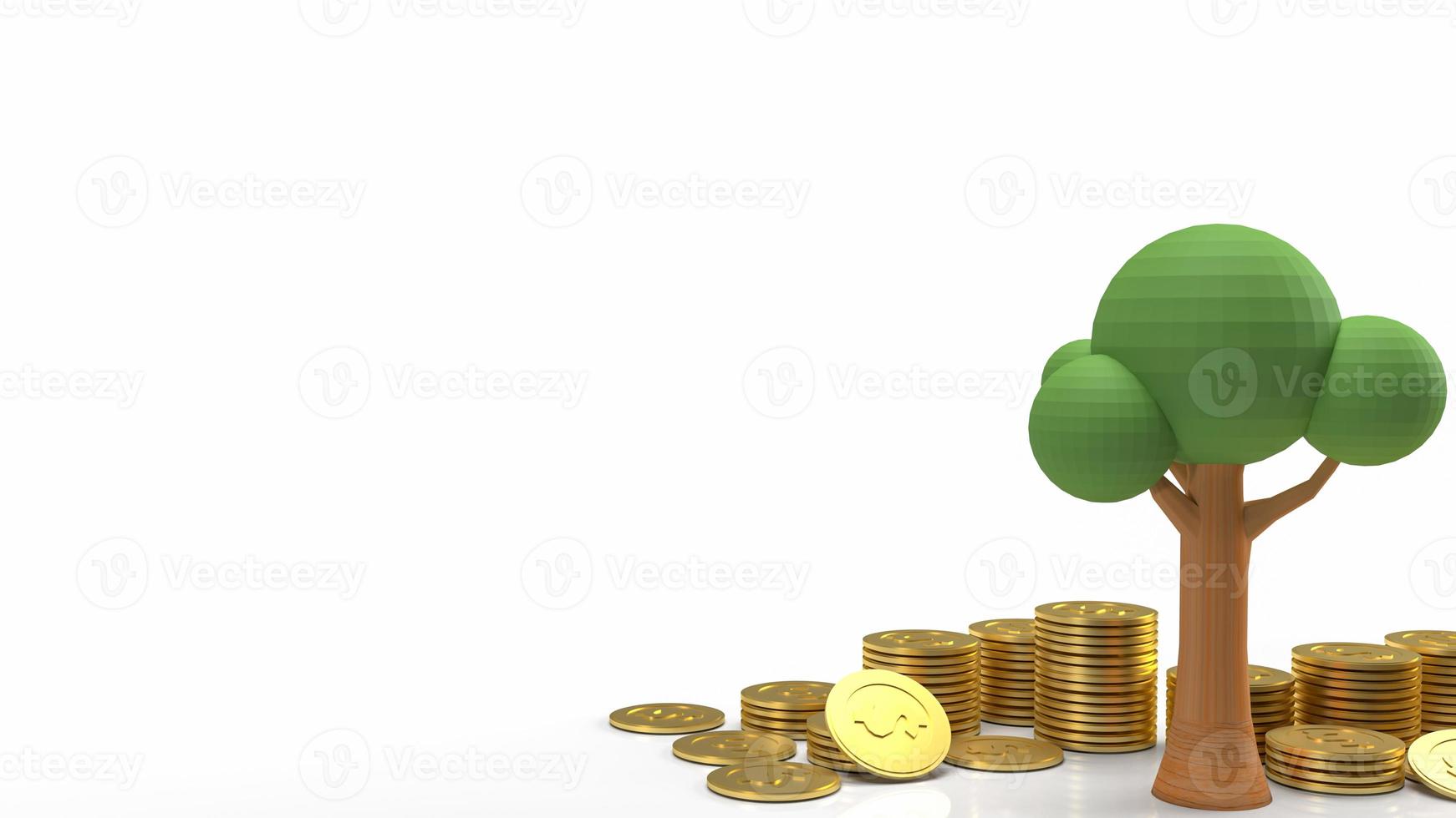 The tree and gold coins  for ecology or business concept 3d rendering photo