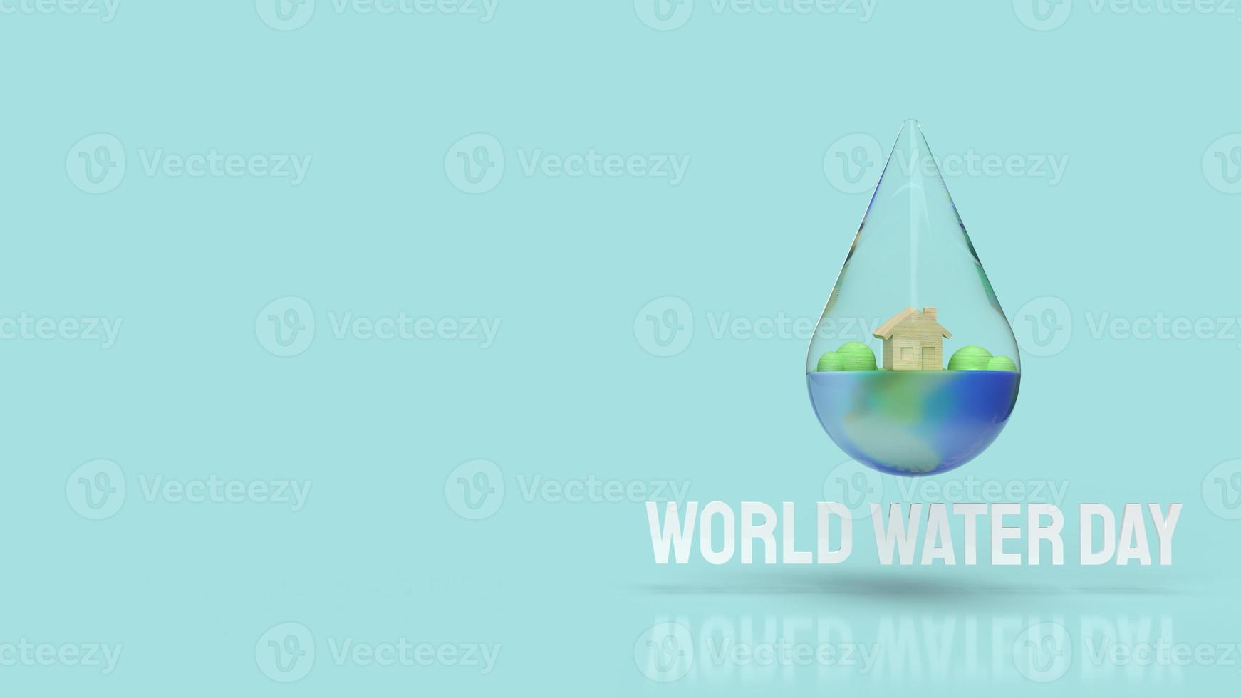 The water drop for world water day for holiday content  3d rendering. photo