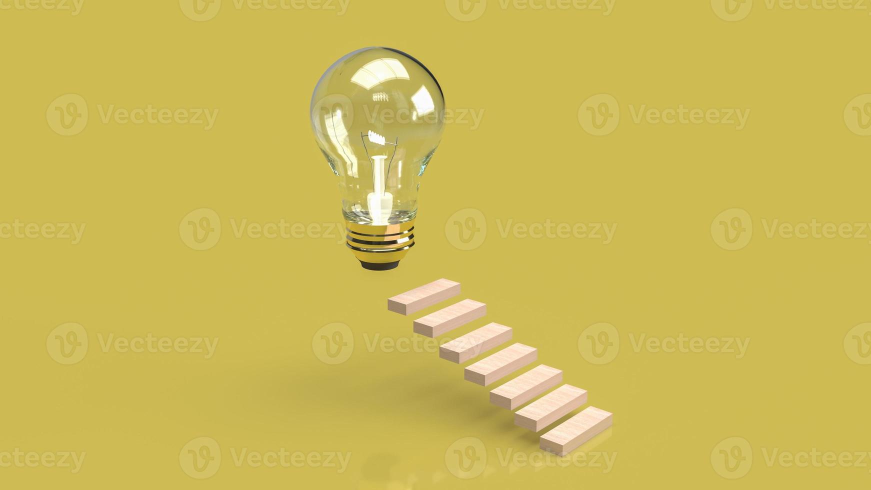 The Light bulb and staircase for idea content 3d rendering. photo