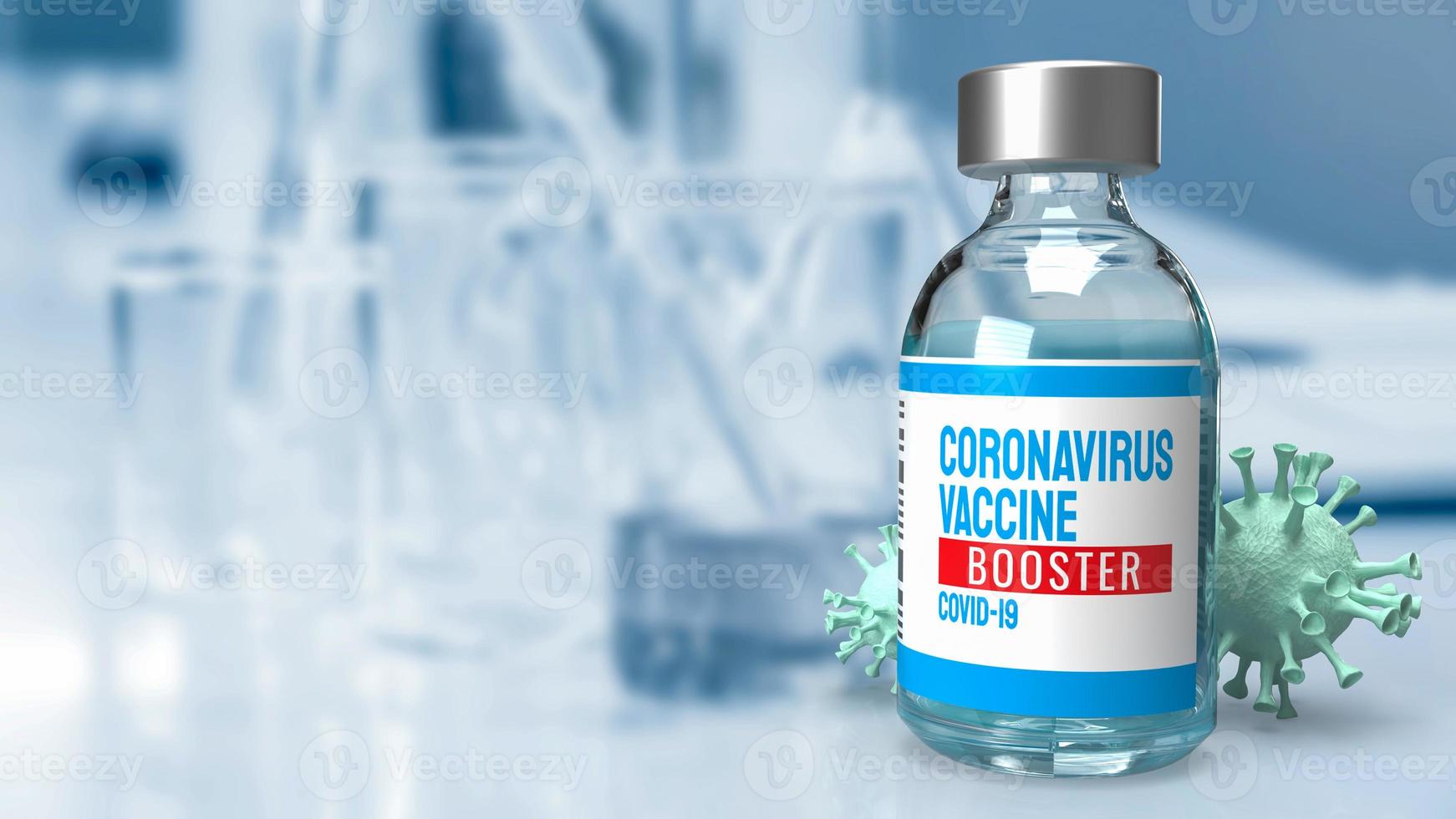 The vaccine booster and virus  in lab  for medical  or sci concept 3d rendering photo