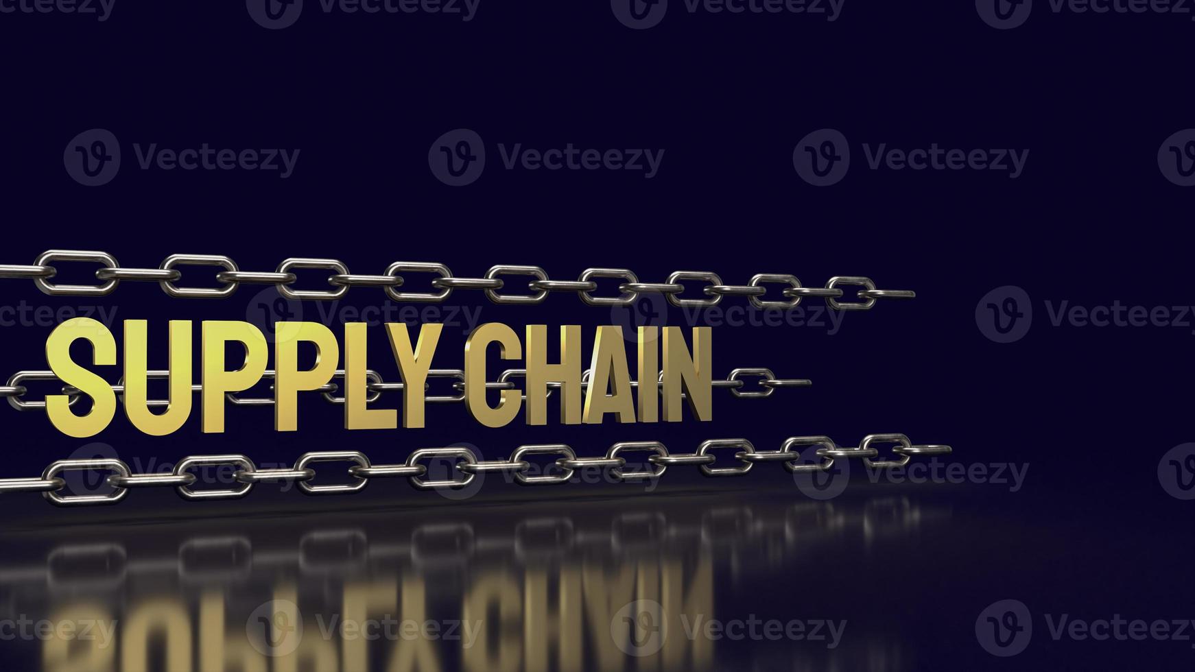 The metal chain and gold text supply chain for business or abstract  background  concept 3d rendering photo
