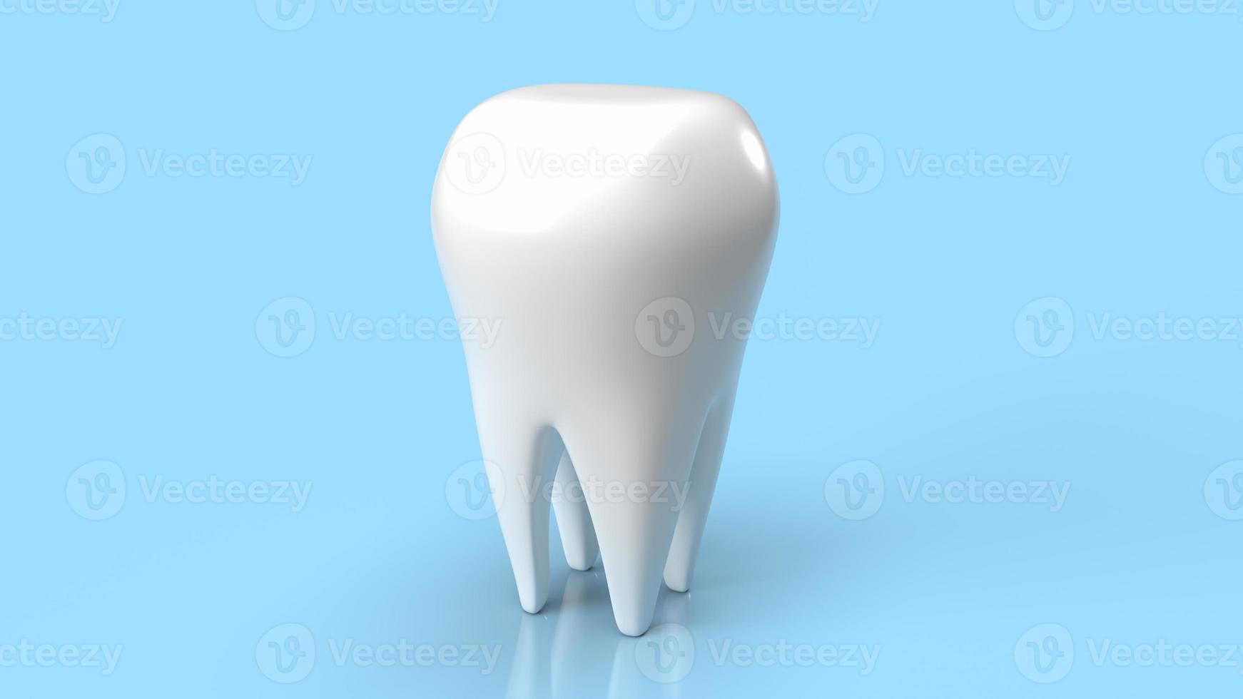 tooth white on blue background for dental or medical concept 3d rendering photo