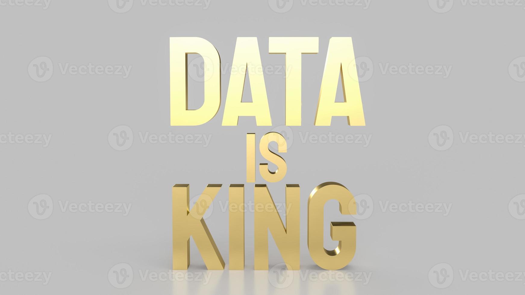 los datos de texto dorado son rey para el concepto de negocio o tecnología representación 3d foto
