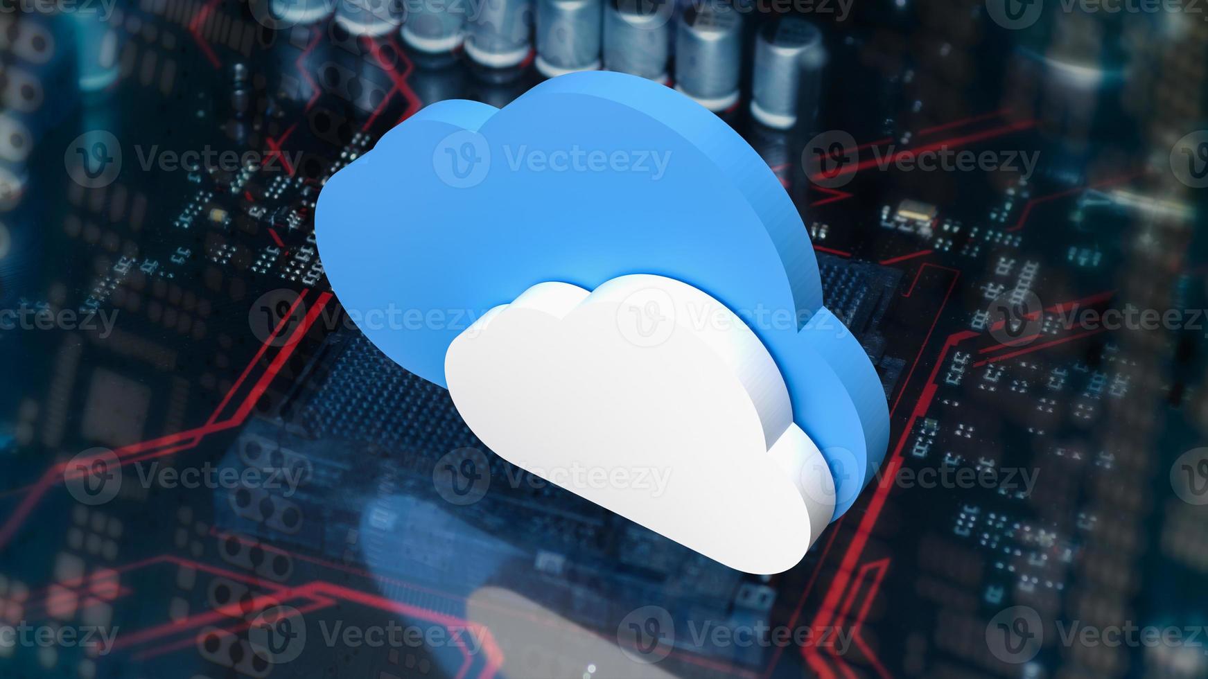 The cloud on pcb board for it or technology concept 3d rendering photo