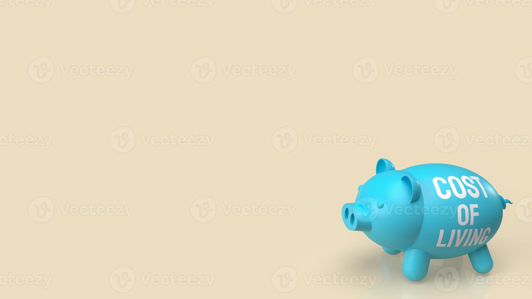 blue piggy bank for cost of living concept 3d rendering photo