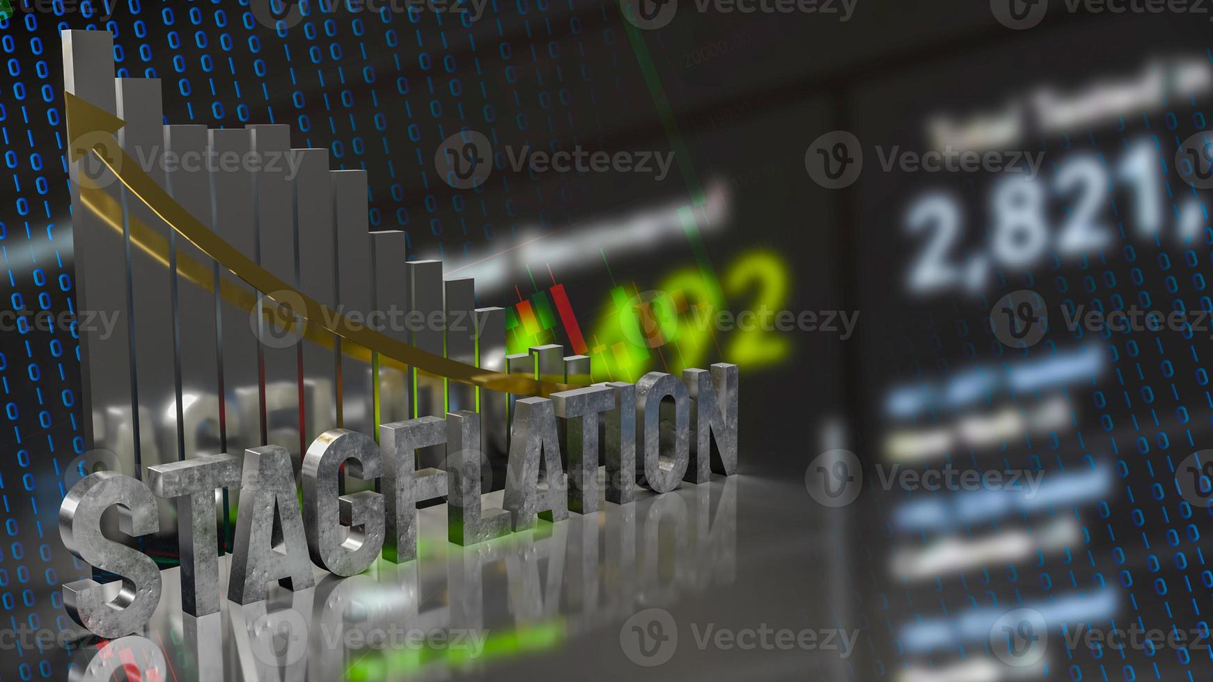 el texto de estanflación en el gráfico para la representación 3d del concepto de negocio foto