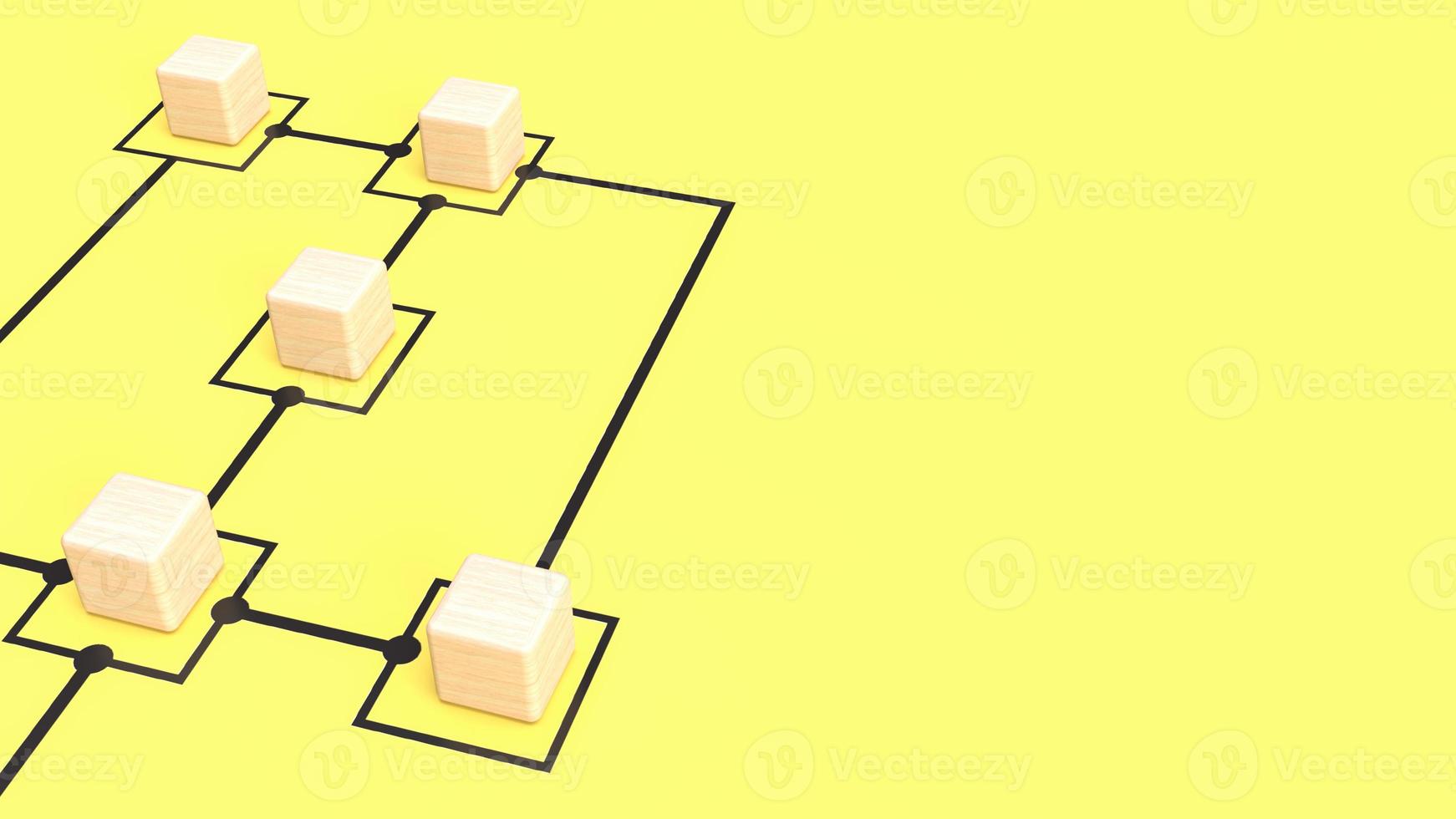 The wood cubes on chart yellow background for business concept 3d rendering photo